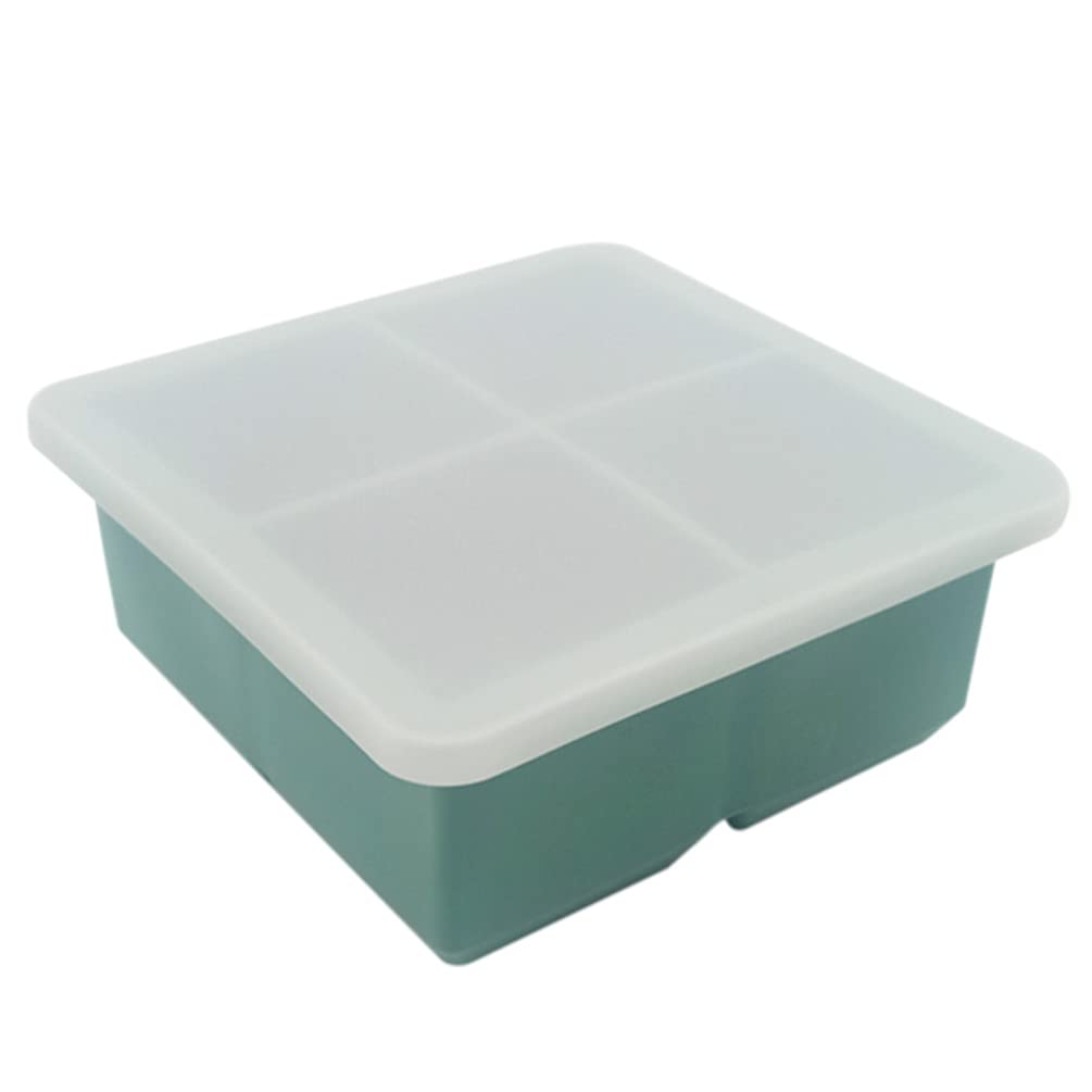 Premium Large Silicone Ice Cube Tray with Lid - 2 Pack Square Ice Molds for Whiskey, Cocktails & Cold Drinks | BPA-Free, Easy Release & Reusable | Perfect for Home Bars, Parties & Office Use (Dark Green)