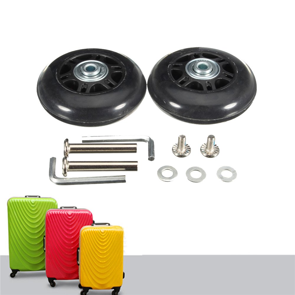 68X24mm Black Luggage Suitcase Wheels - ABEC 608zz Bearings Replacement Inline Skate Wheels for Travel Bags & Outdoor Skating