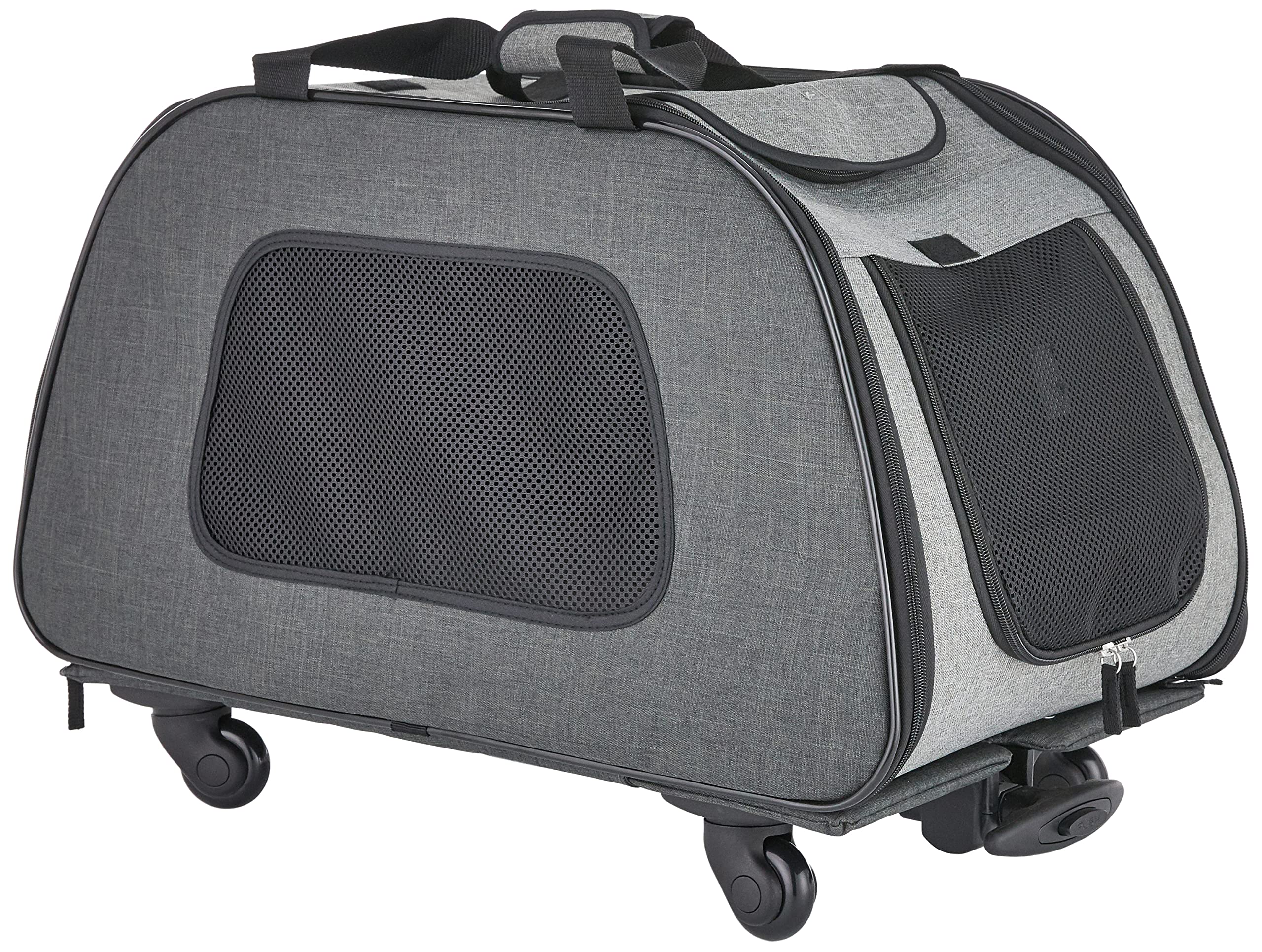 Trixie Wheeled Pet Carrier for Dogs - Grey, 26.4