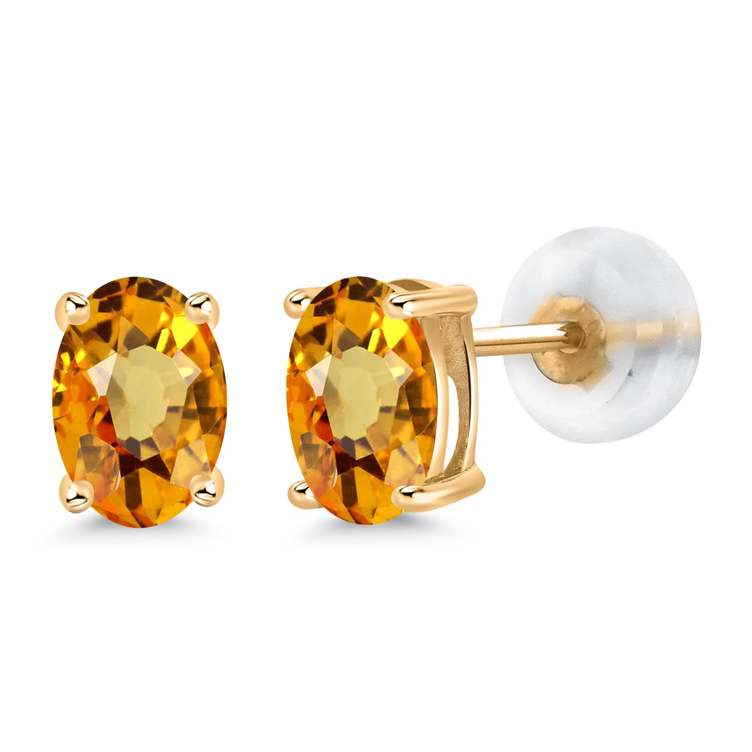 Gem Stone King 14K Gold Oval Birthstone Stud Earrings for Women & Men | 6x4mm Genuine Gemstone Jewelry | Perfect Gift for Mom, Wife, Her | Elegant Everyday Wear & Special Occasion Jewelry