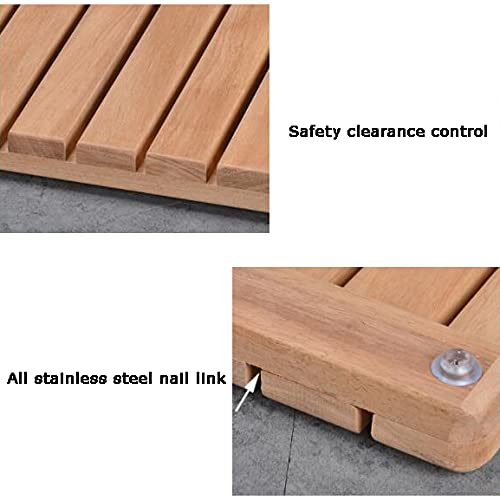 Waterproof Wooden Bath Mat 40x70cm - Non-Slip Shower Floor Mat for Bathroom, Spa, Sauna, Indoor & Outdoor Use - Natural Wood Bathroom Rug for Tub, Shower Board, Durable and Sturdy Design