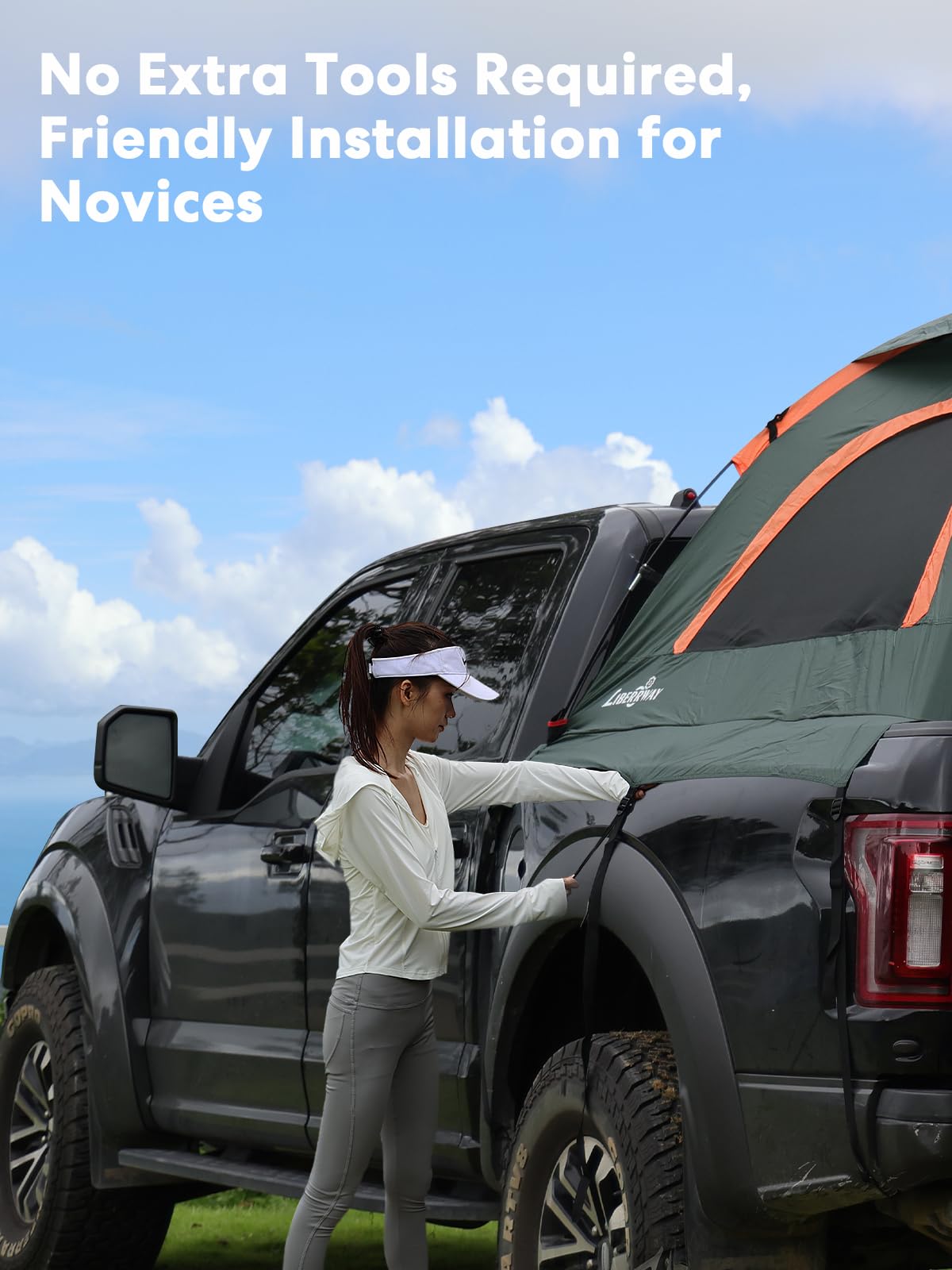 **LIBERRWAY 5.5-6 FT Truck Bed Tent - Waterproof PU2000mm Double Layer, 2-Person Pickup Truck Tent with Windows for Camping, Outdoor Travel & Road Trips - Green**    *(Perfect for Camping Adventures, Overlanding, Tailgating & Outdoor Getaways!)*