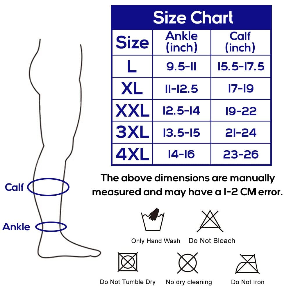 FONCBIEN Plus Size Compression Socks 20-30 mmHg for Men & Women - Wide Calf Graduated Support Socks for Varicose Veins, Swelling Relief - Breathable Flight Travel & Nursing Socks for All-Day Comfort