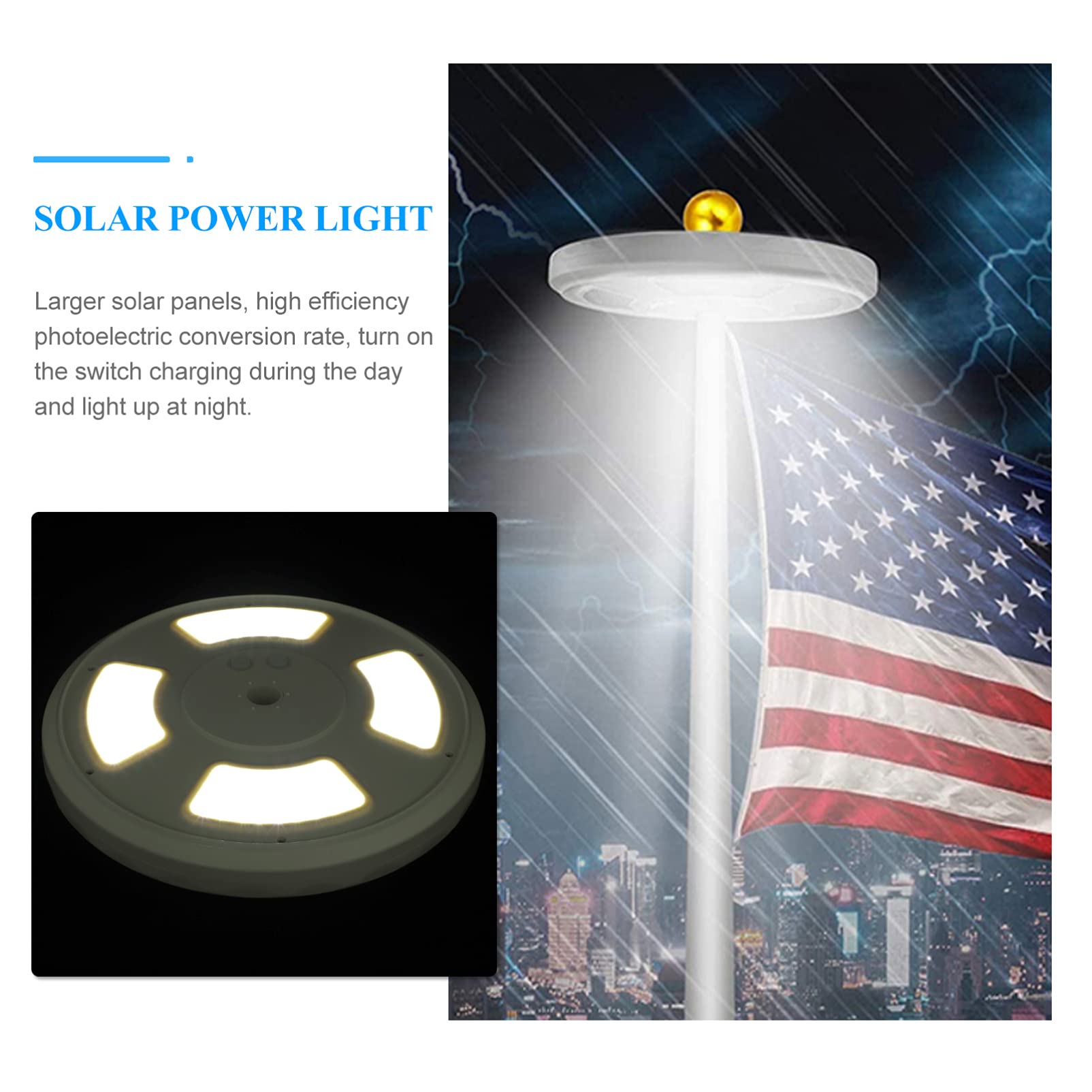 ULTECHNOVO Solar Flag Pole Light - Waterproof LED Solar Garden Light with Downlight for Outdoor Flagpole, Yard & Pathway Lighting | Solar Powered, Energy Efficient, Weather Resistant for Year-Round Use