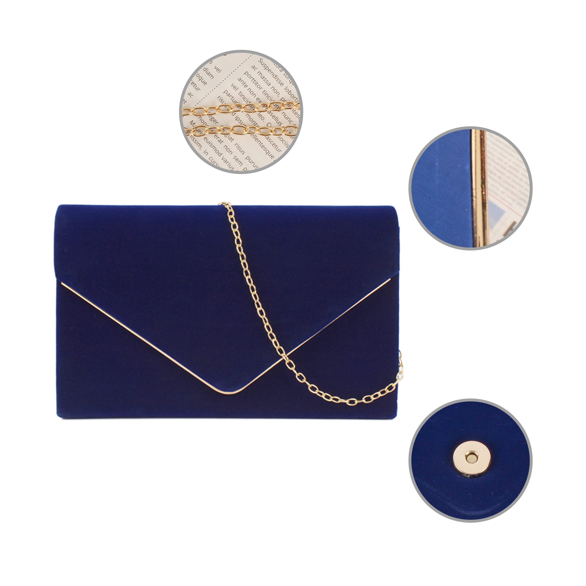 Aisi Women's Velvet Handbag - Elegant Envelope Evening Clutch with Chain Strap, Crossbody Purse for Party, Wedding & Bridal Events | Perfect for Night Out, Date Night & Special Occasions