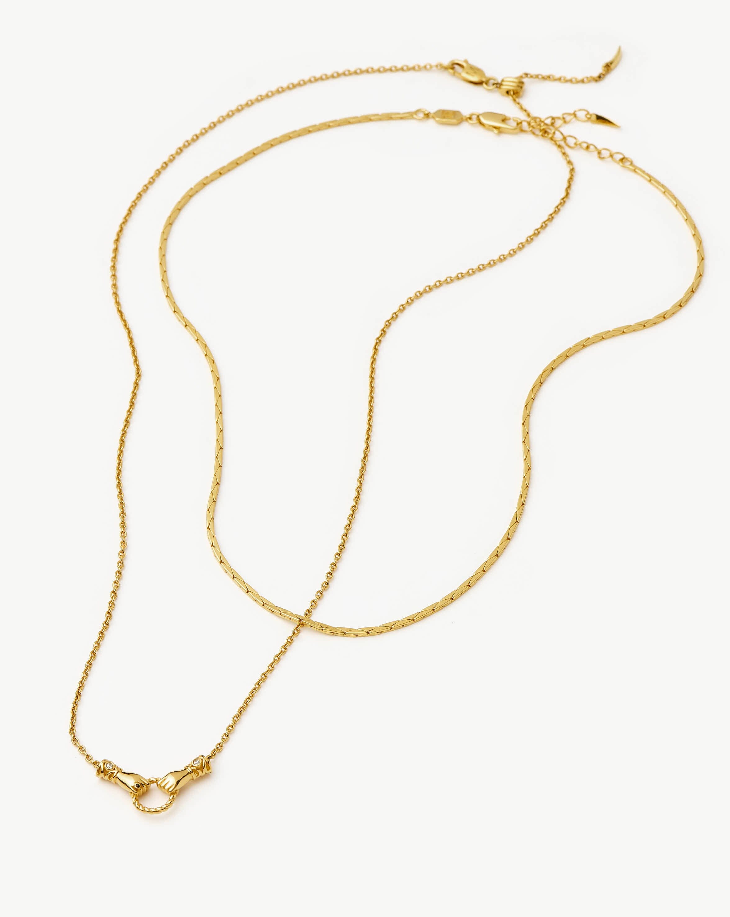 Harris Reed In Good Hands Chain Necklace Set - 18k Gold Plated Jewelry for Women, Dainty Layered Necklace Gift for Her | Perfect for Date Night, Parties & Special Occasions