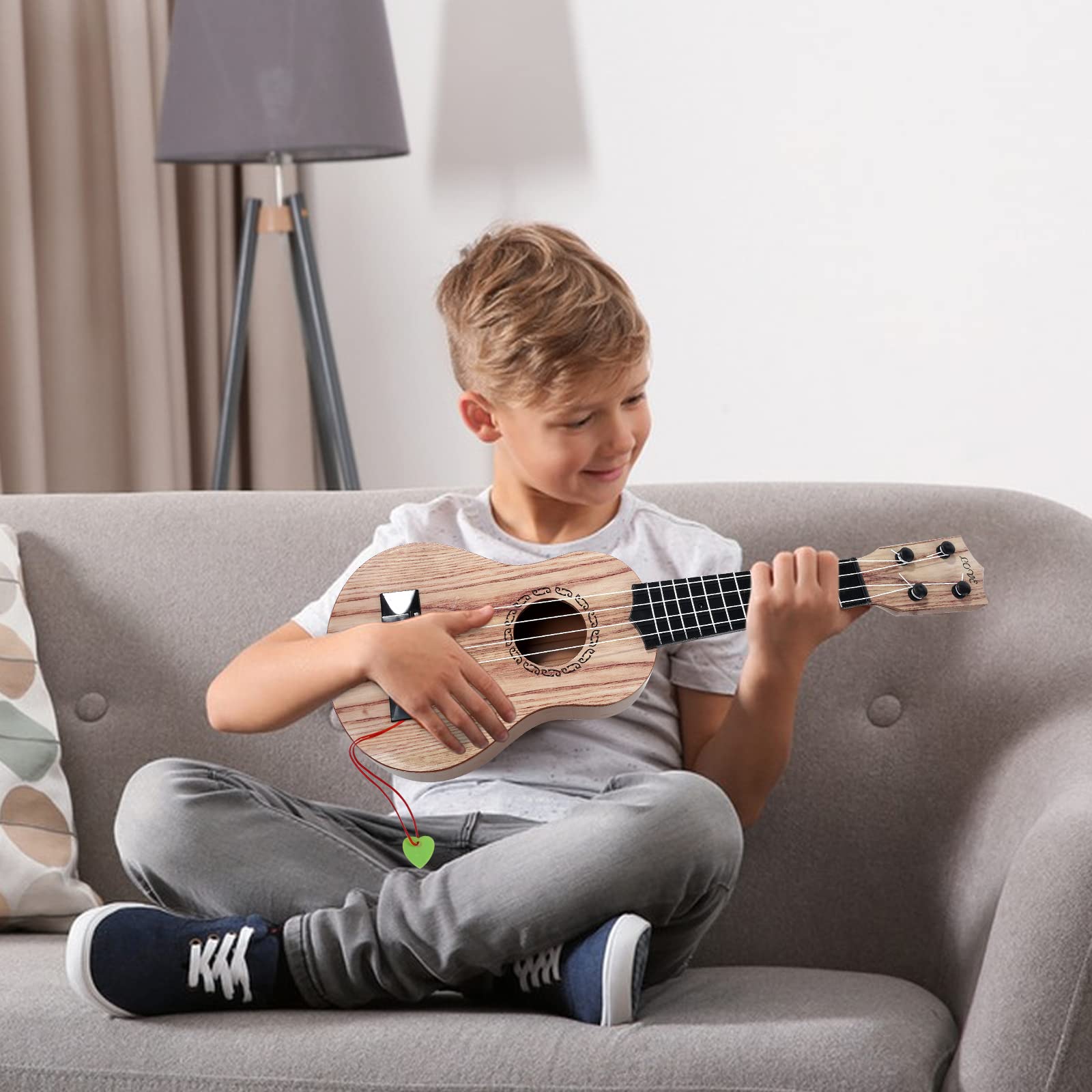 Raimy 17 Inch Kids Ukulele Guitar - 4 String Mini Guitar for Children | Beginner Musical Instrument & Educational Toy with Picks for Toddlers, Boys & Girls (Koa Color) | Perfect for Music Lessons, Birthday Gifts & Early Childhood Development