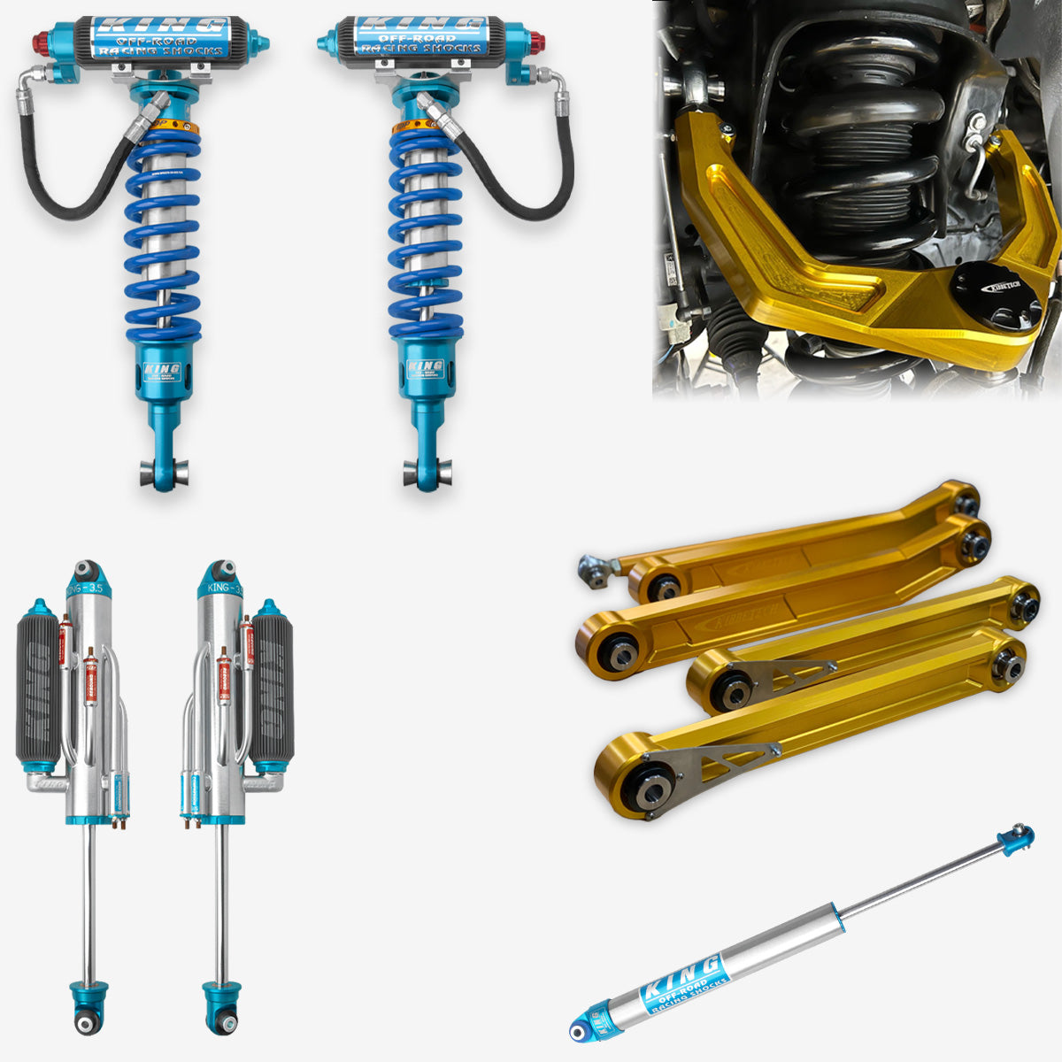 **2021-2023 Ram TRX King 3.0 RR Front Coilovers & 3.5 4-Tube BP Rear Shocks with Kibbetech UCA & Rear Suspension Combo Kit – Off-Road Performance Upgrade for Desert Racing & Overlanding**