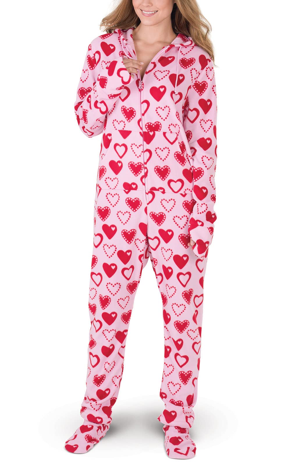 PajamaGram Women's Onesie - Soft & Cozy Adult Footie Pajamas with Hoodie & Front Zipper for Winter Sleepwear, Lounge Wear & Holiday Gifts