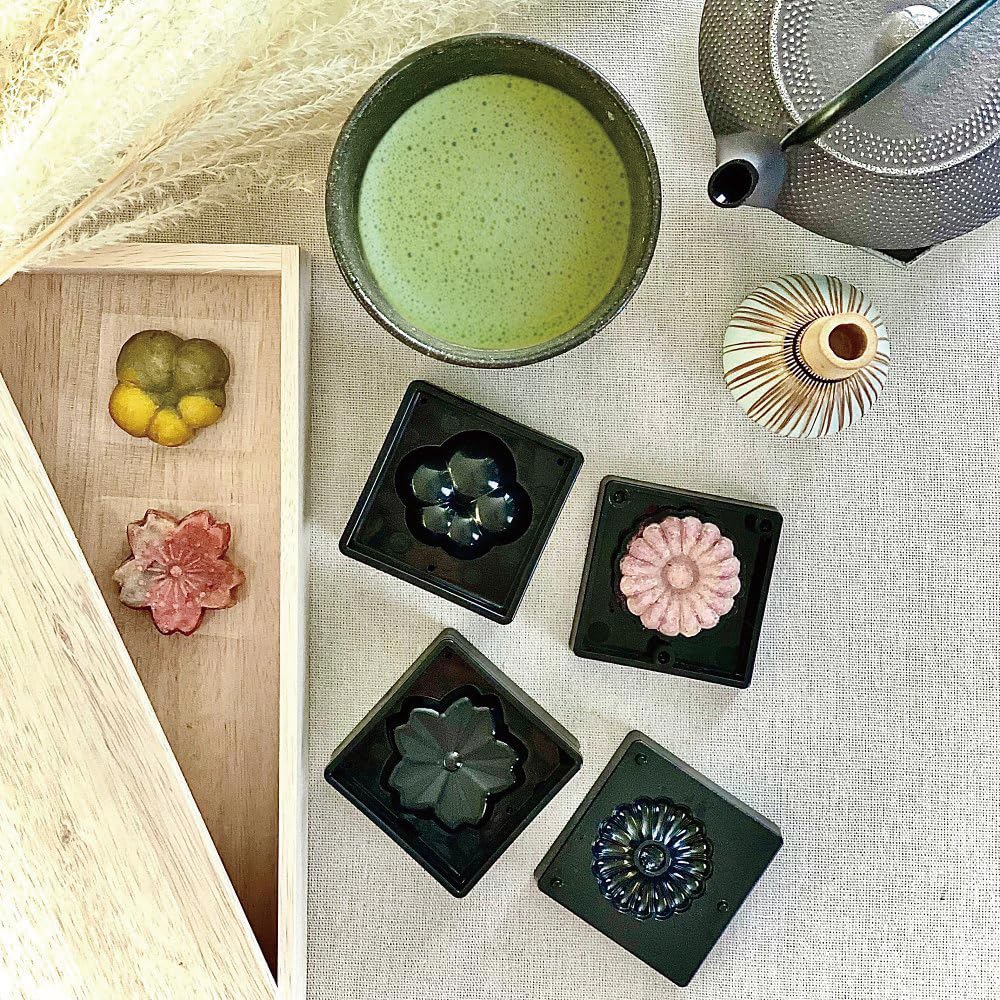 Premium Japanese Wagashi Molds Set - Traditional Handmade Rice Cake & Dessert Molds for Authentic Japanese Sweets - Perfect for Home Baking, Tea Ceremonies, and Cultural Events