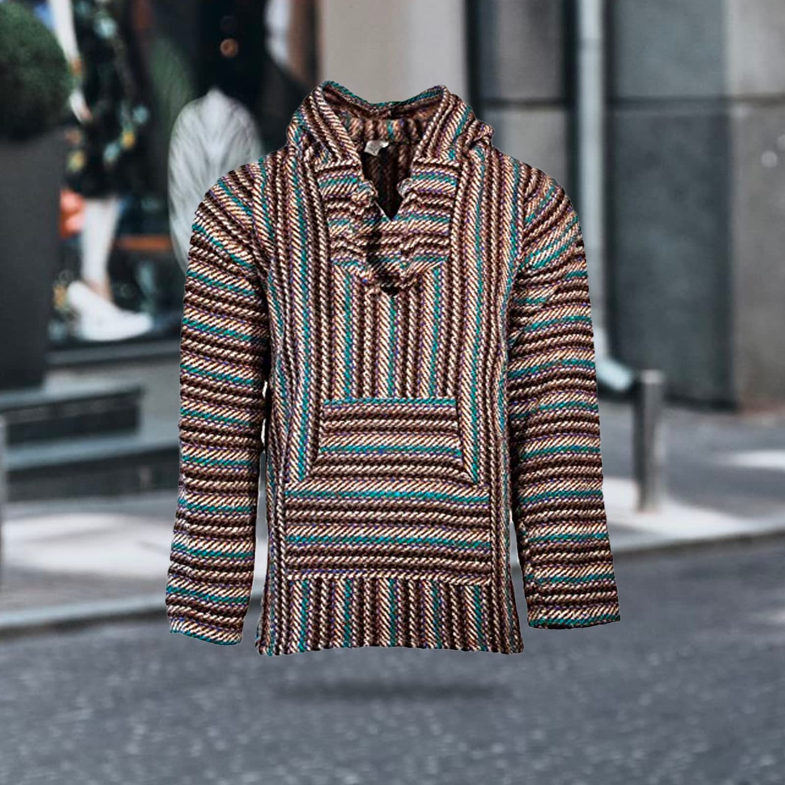 Premium Baja Hoodie Sweatshirt Pullover - Soft Mexican Jerga Poncho for Men & Women - Perfect for Beach, Festival & Casual Wear
