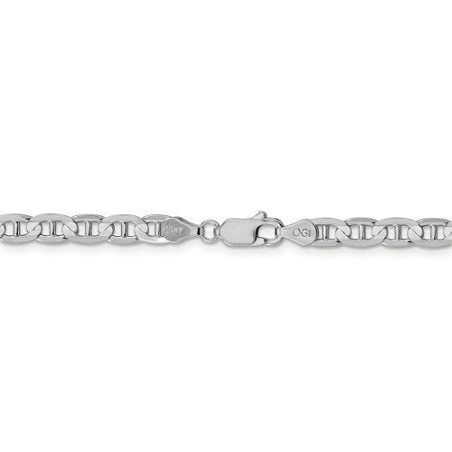 14Kt Gold 4.5mm Solid Concave Anchor Chain Bracelet - 2 Lengths & Colors - Perfect for Layering, Gift Giving & Everyday Wear