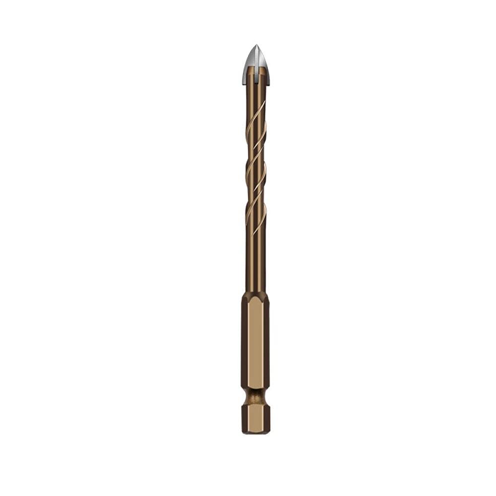 High-Performance Cross Alloy Drill Bit Set with Hex Handle & Spiral Groove - 4 Blades for Tile, Glass, Ceramics, Plastic & Steel (6MM) - Perfect for Home DIY Projects, Construction & Metalworking