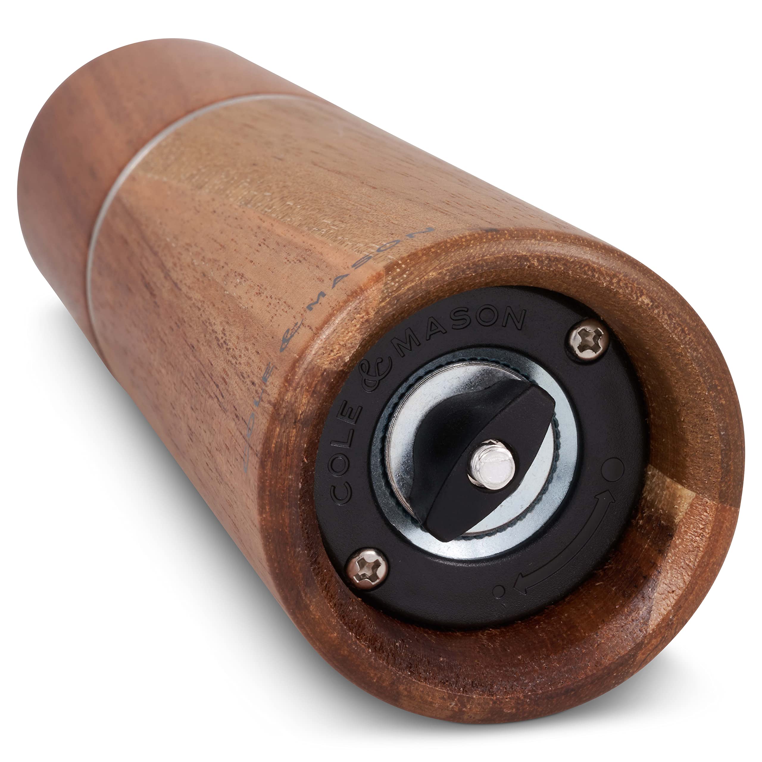 Cole & Mason Marlow Acacia Wood Pepper Mill - Precision+ Grinder, 185mm, Single with Lifetime Mechanism Guarantee - Perfect for Kitchen, Dining Table & Gourmet Cooking