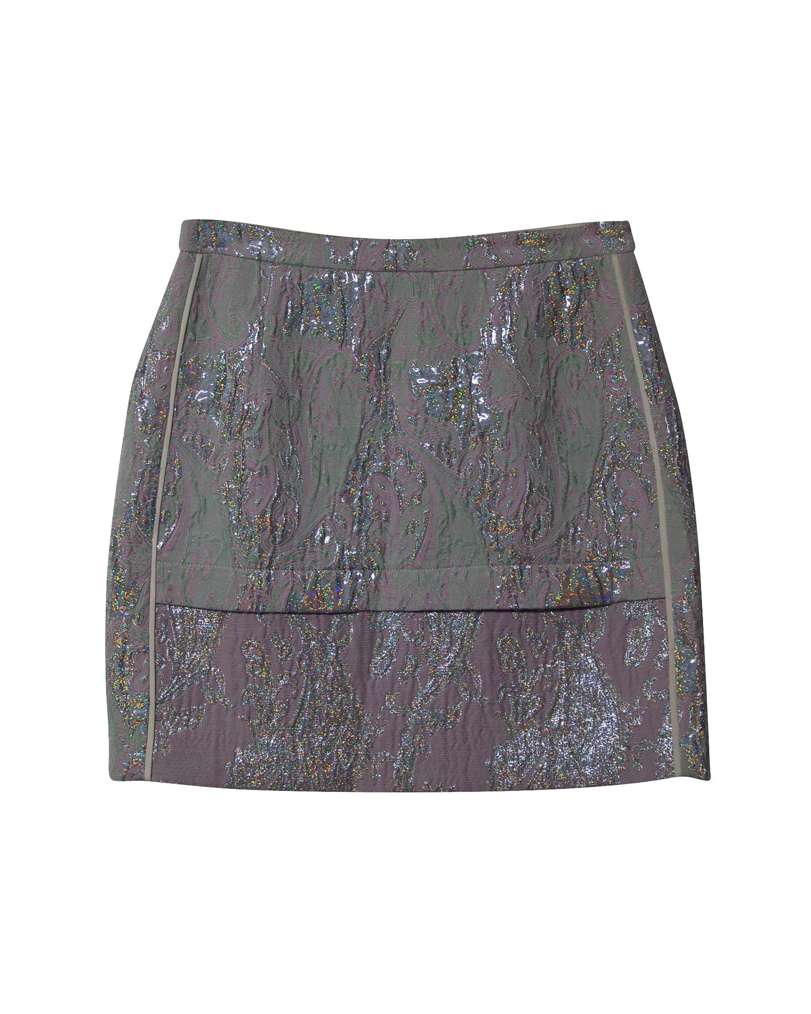 Stylish Abstract Metallic Jacquard Mini Skirt - Polyester Stretch Fabric for Women | Perfect for Night Out, Party, and Casual Wear