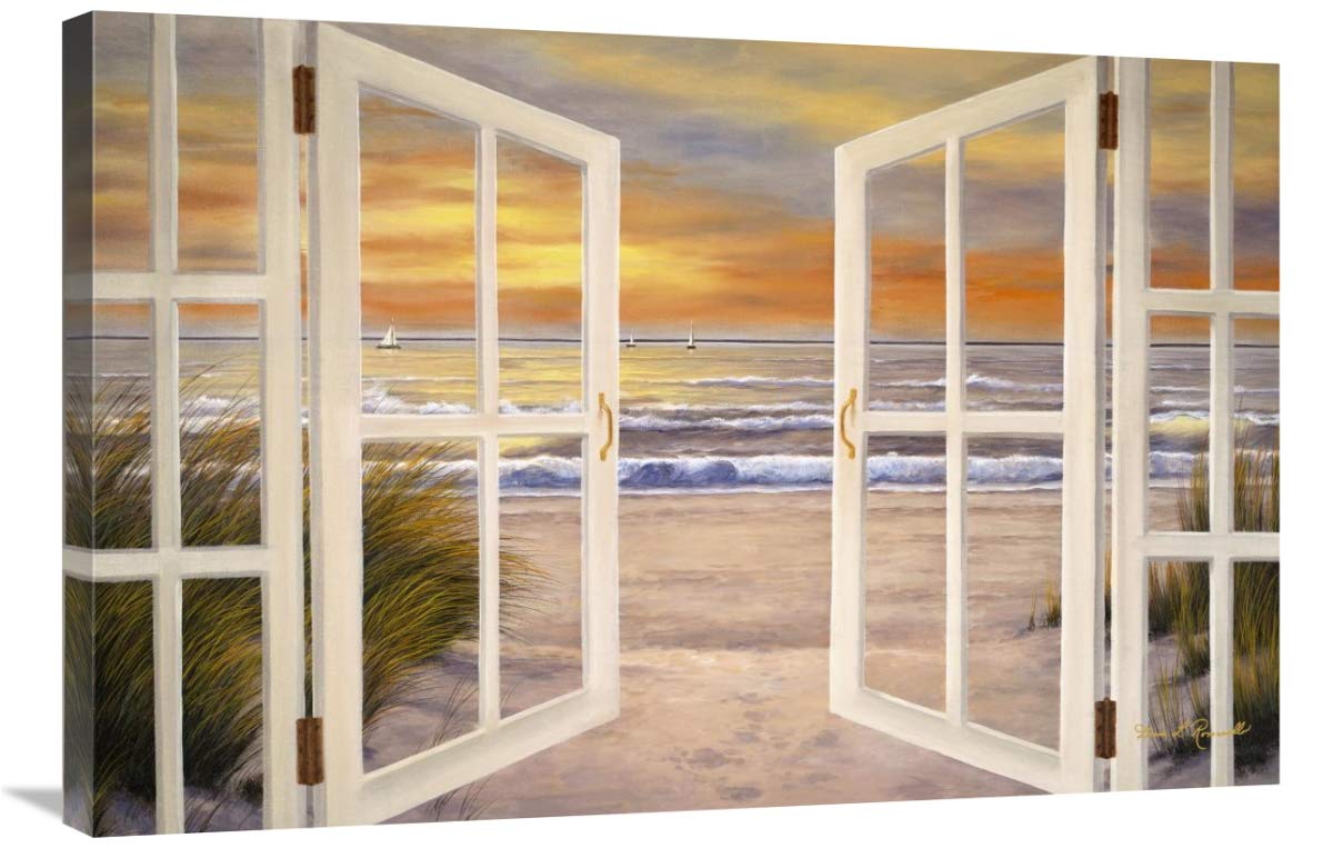 24 x 36 Inch Sunset Beach Wall Art Print by Diane Romanello - Coastal Decor for Living Room, Bedroom & Office - Stunning Ocean Sunset Painting for Home Decor