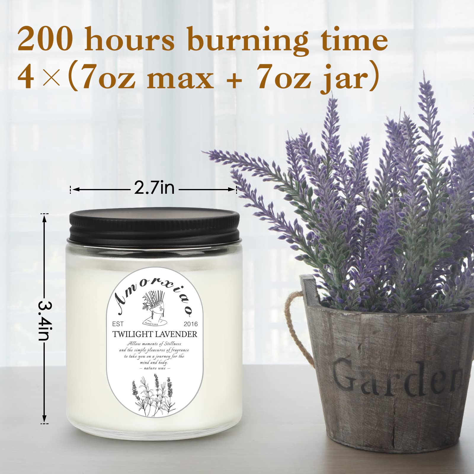 Lavender Scented Candles 4-Pack, 28oz 200H Aromatherapy - Birthday Gifts for Women, Home Relaxation
