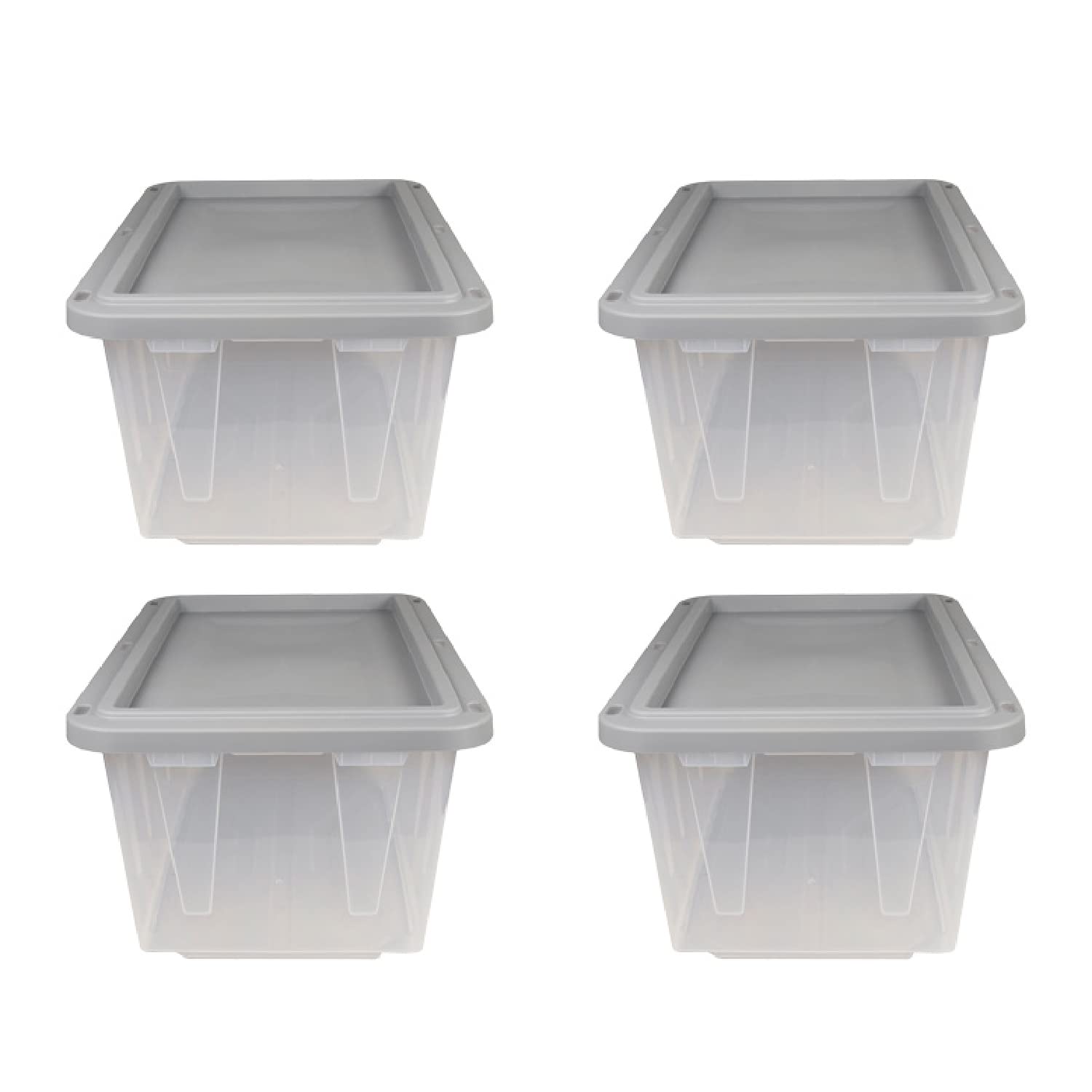 CX BLACK & YELLOW® 27-Gallon Heavy Duty Clear Storage Bins with Snap-Tight Lids (4 Pack) - Weatherproof Stackable Plastic Containers for Garage Organization, Home Storage & Moving Supplies (14.3