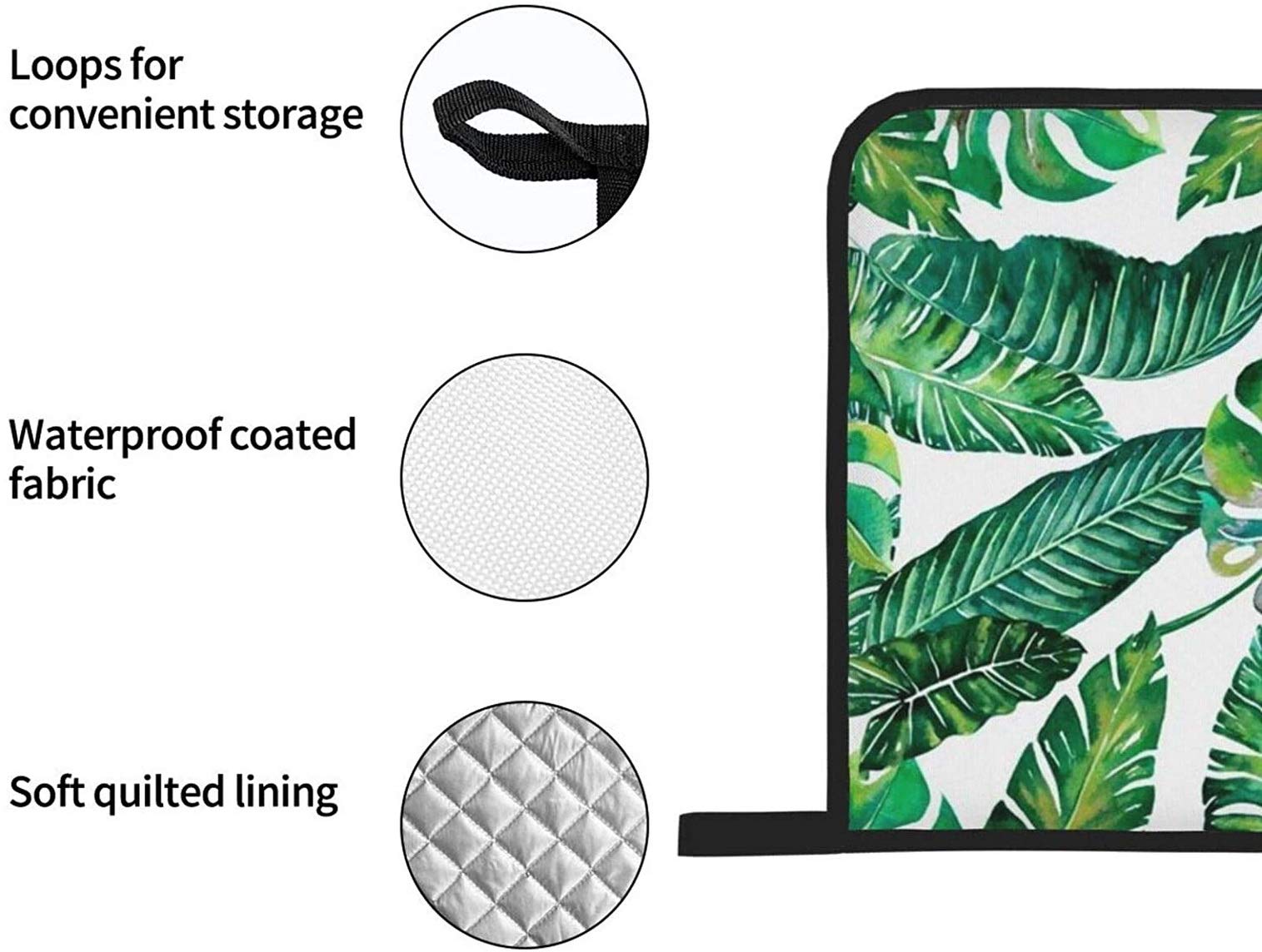 4PCS Jungle Leaves Banana Monstera Oven Mitts & Pot Holders - Heat Resistant Kitchen Gloves & Non-Slip Hot Pads for BBQ, Baking, Cooking - Perfect for Grilling, Roasting & Hand Protection