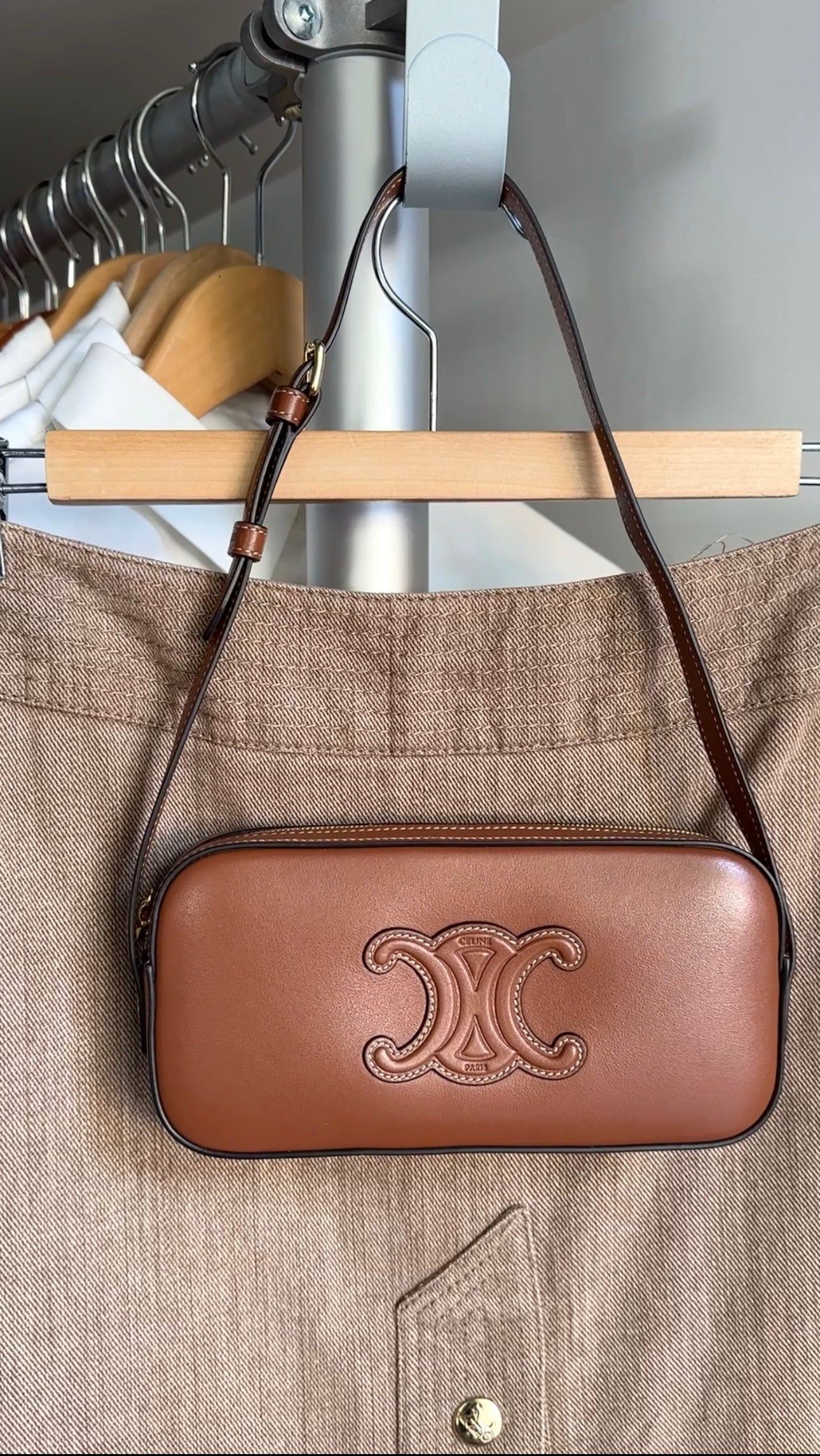 Celine Brown Mini Camera Triomphe Shoulder Bag for Women | Genuine Leather Crossbody Purse | Perfect for Date Night, Travel & Everyday Use