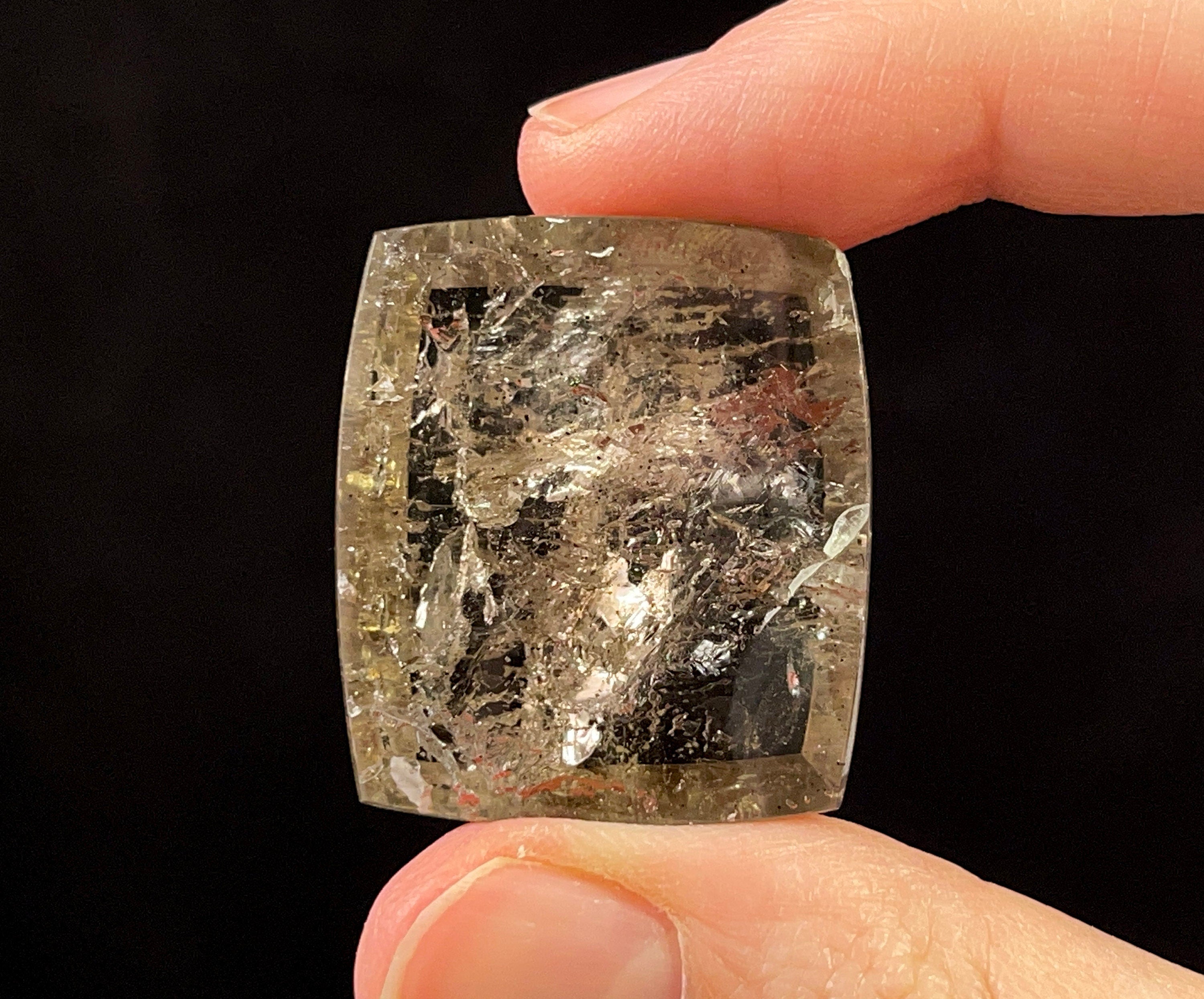 Natural Pink Fire Quartz Crystal Square Cabochon - 52052 Gemstone for Jewelry Making, Healing, Meditation & Spiritual Gifts
