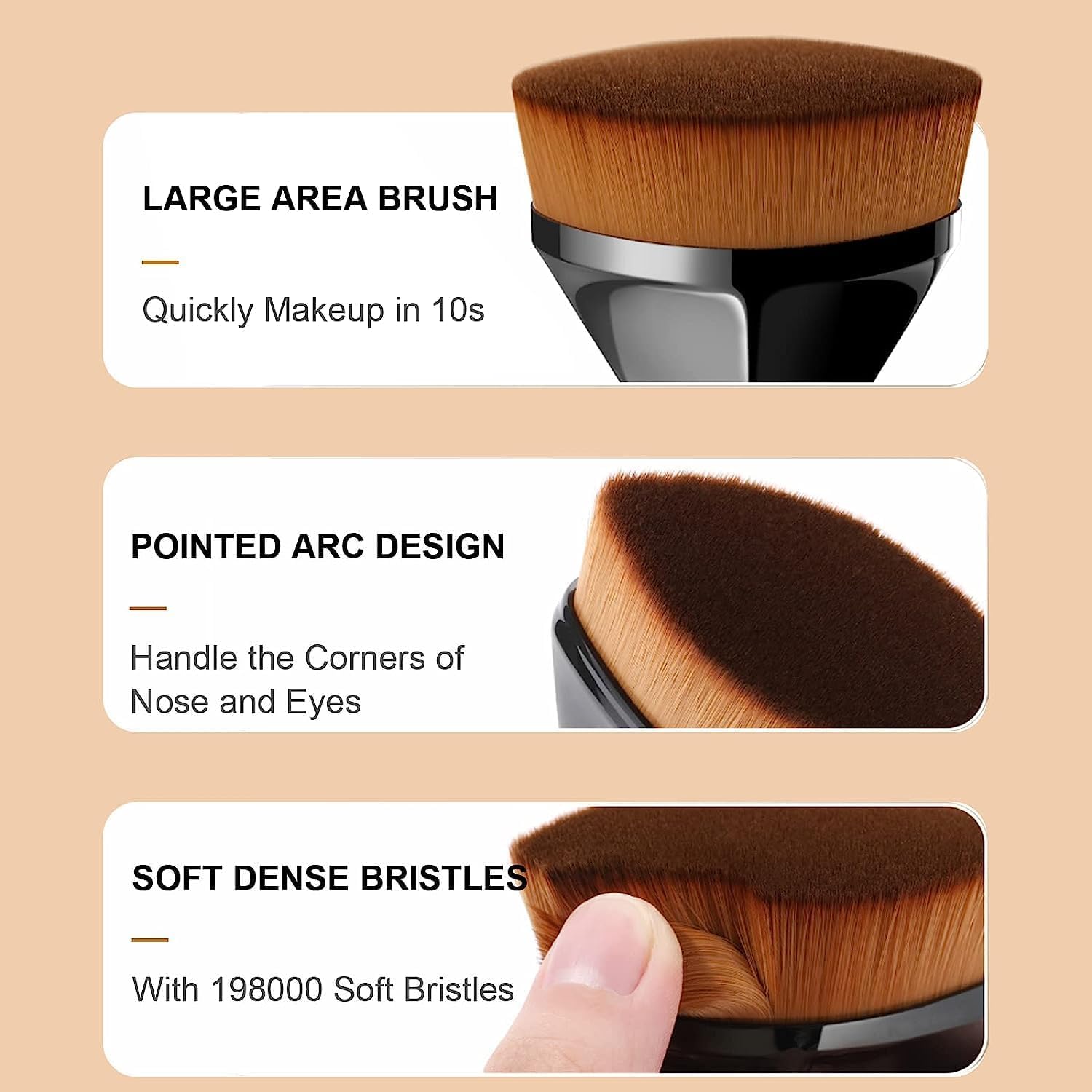 Premium Foundation Makeup Brush Set for Liquid, Cream & Powder - Blending Face Blush Brush with Bonus Protective Case (Black) | Perfect for Flawless Makeup Application at Home or On-The-Go