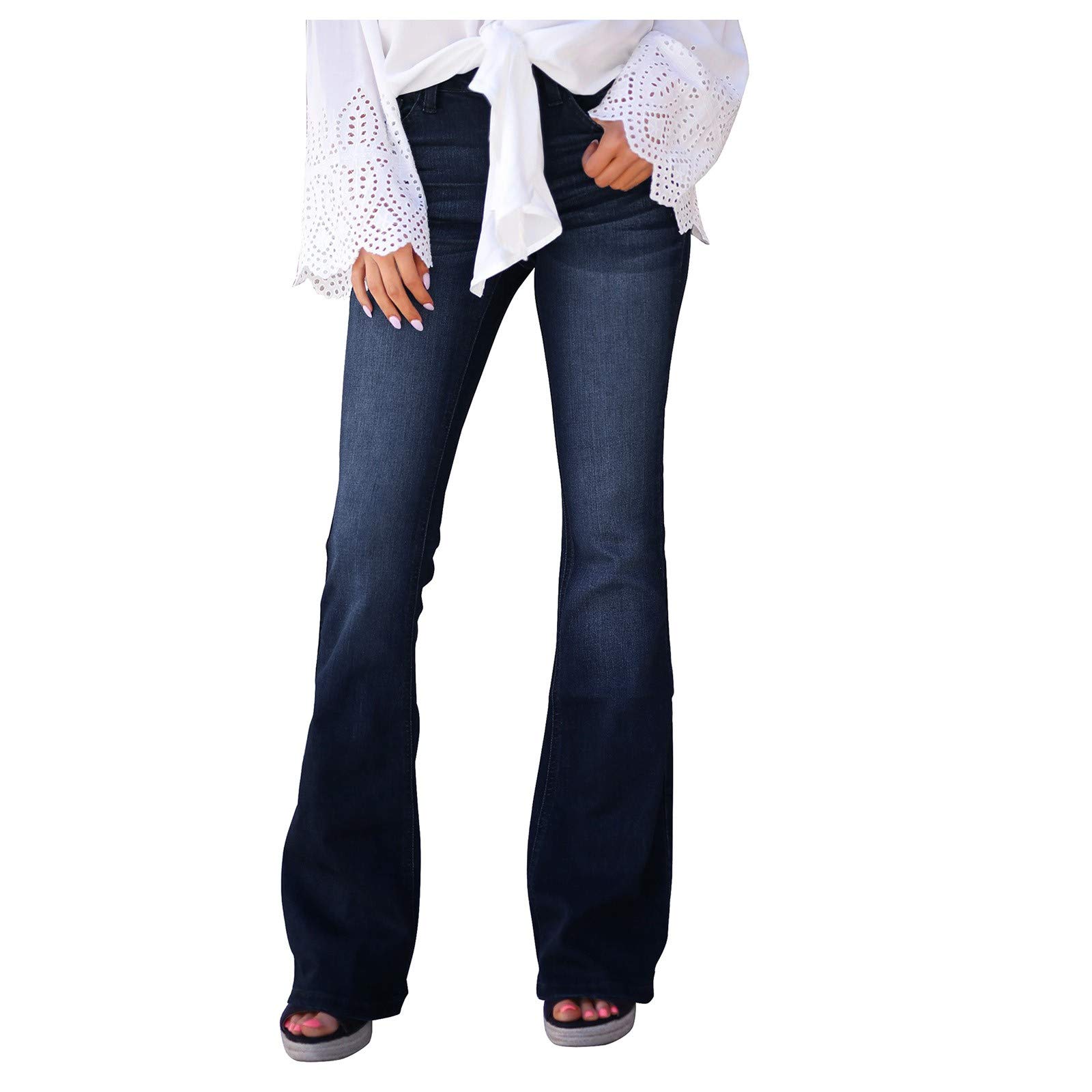 Plus Size Women's Ripped Boyfriend Jeans - Football Print Distressed Denim Pants in Dark Blue | Casual Streetwear & Game Day Outfits