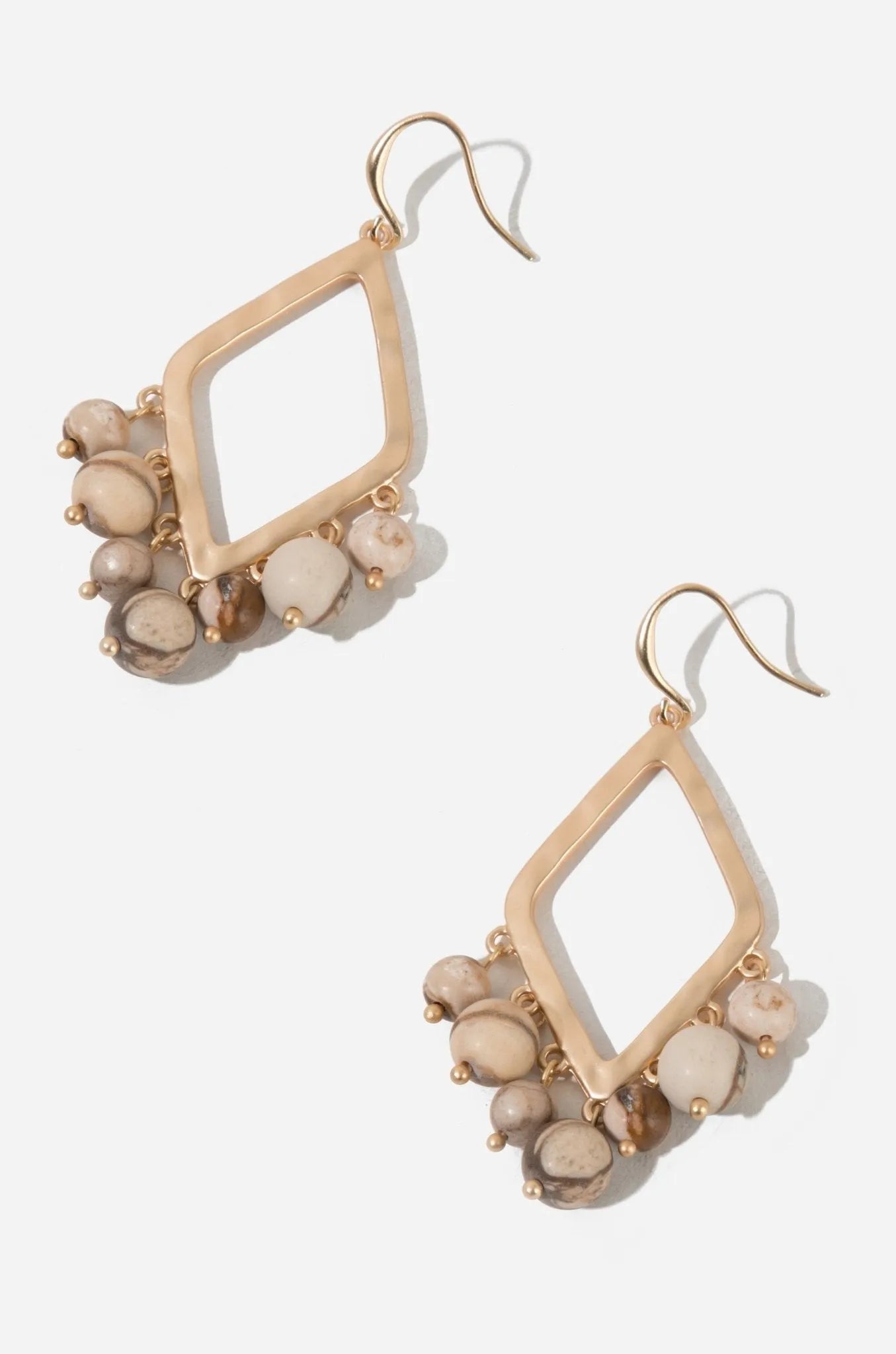 Elegant Stone Beaded Open Dangle Earrings for Women | Boho Chic Handmade Jewelry | Perfect for Parties, Weddings & Everyday Wear