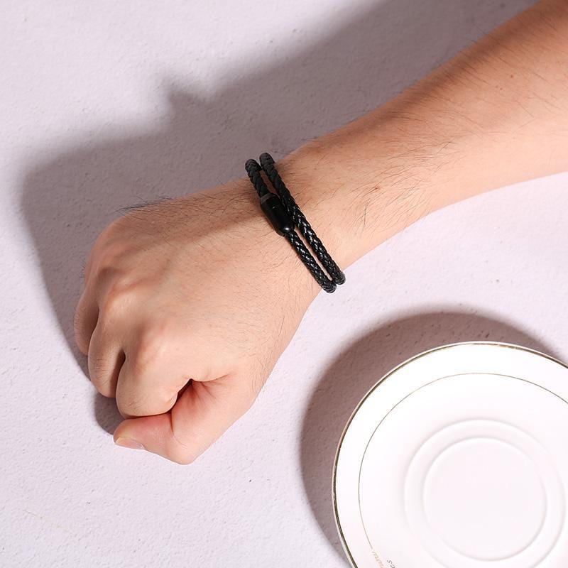 Handmade Magnetic Buckle Braided Leather Bracelet for Women - Adjustable Wrap Wristband for Casual & Formal Wear - Boho Chic Jewelry Gift for Her