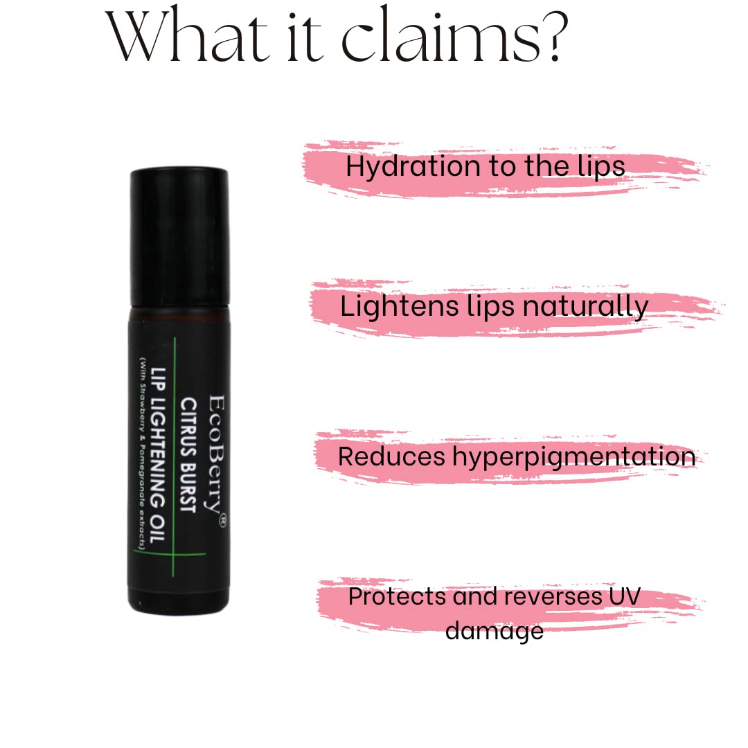 Citrus Burst Lip Lightening Oil - 100% Natural & Vegan Moisturizer for Dry, Chapped & Darkened Lips - Winter Care for Men & Women | Handmade, Chemical-Free, Preservative-Free, Paraben-Free | Perfect for Daily Hydration & Nighttime Lip Treatment (8ml)
