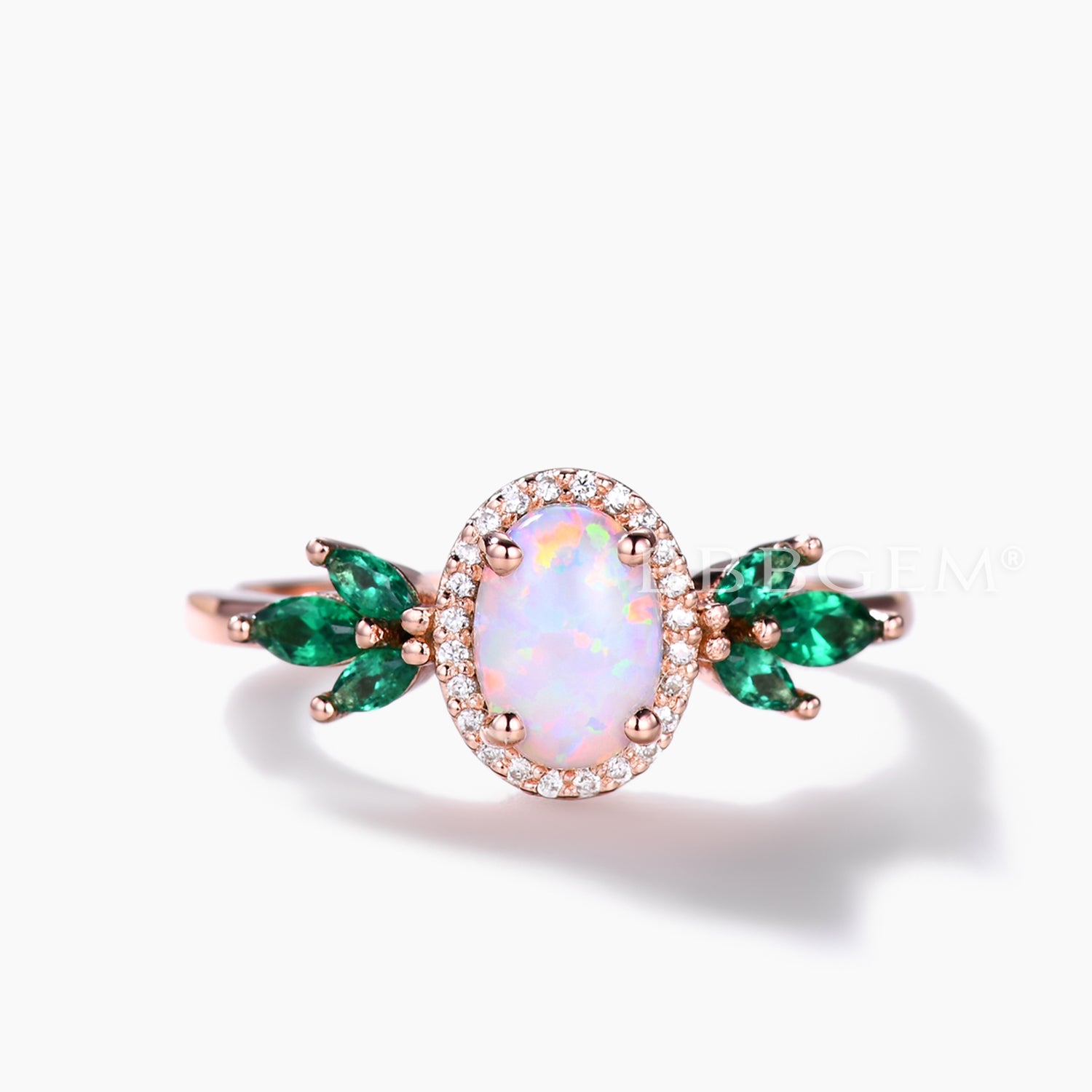 Exquisite Marquise Emerald Halo Diamond Engagement Ring in Rose Gold - Perfect for Proposals, Anniversaries & Bridal Jewelry