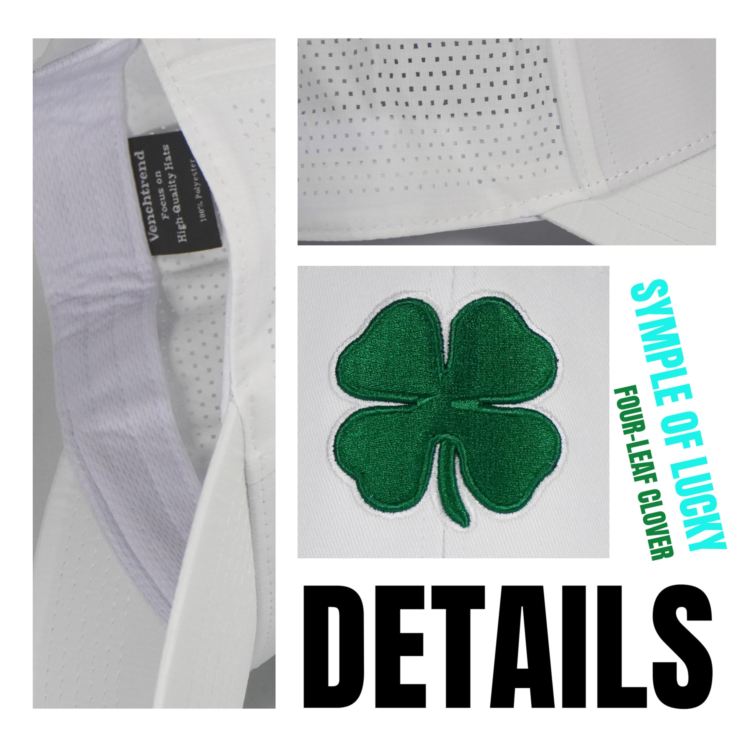 Stylish Unisex Clover Hats for Men & Women - Black 4-Leaf Lucky Golf & Baseball Cap - Perfect for Golfing, Outdoor Sports & Casual Wear