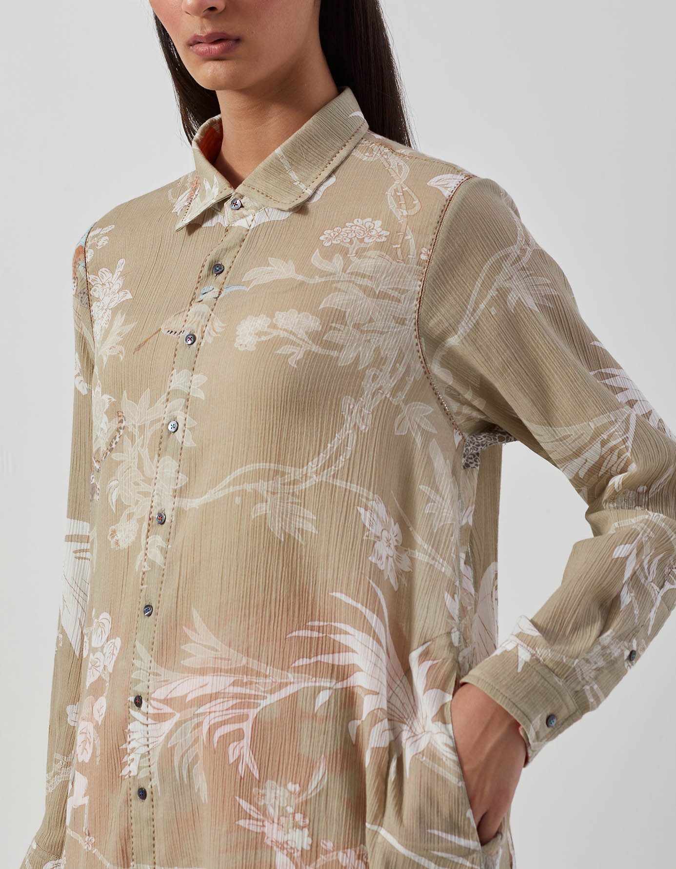 Usha Dress - Soft Cotton Crepe Fabric in Elegant Oyster Grey | Perfect for Casual Outings, Office Wear & Special Occasions