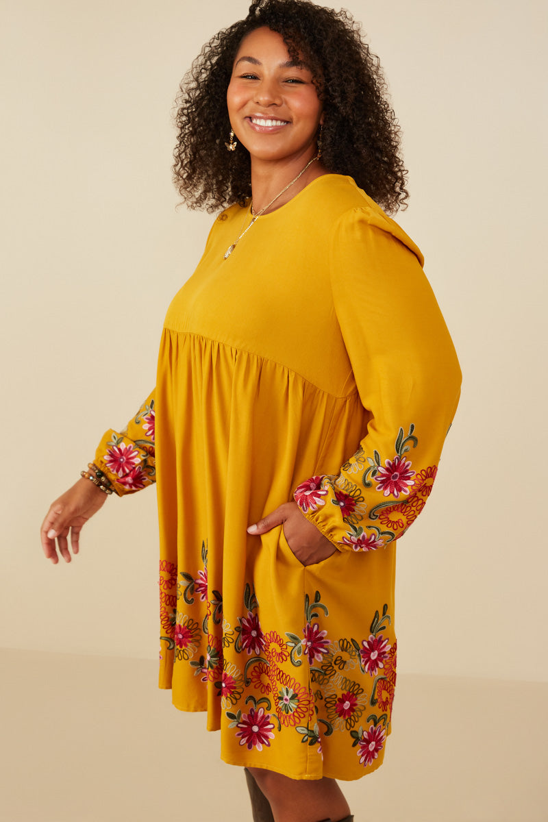 Embroidered Long Sleeve Scoop Neck Dress for Women - Elegant Floral Lace Casual Maxi Dress for Party, Wedding & Everyday Wear