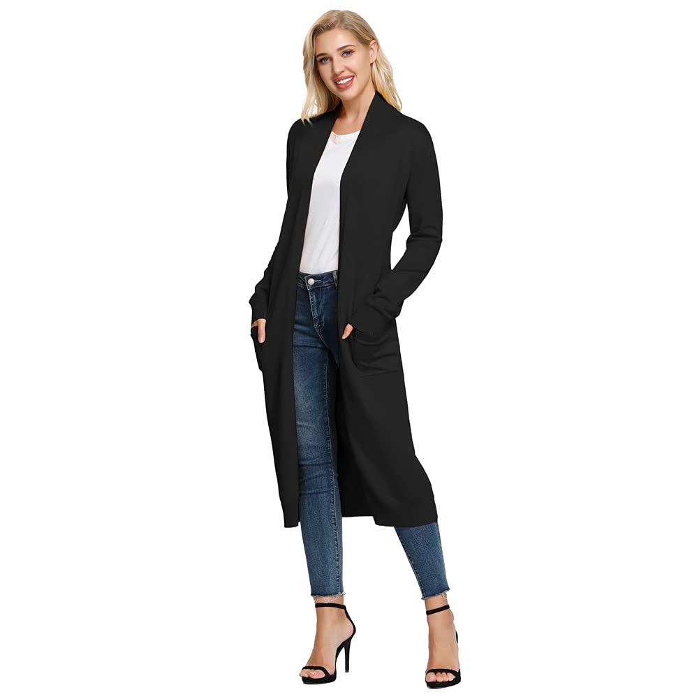GRACE KARIN Women's Lightweight Long Sleeve Open Front Cardigan - Spring & Fall Casual Waterfall Duster Sweater for Work, Travel & Layering Outfits
