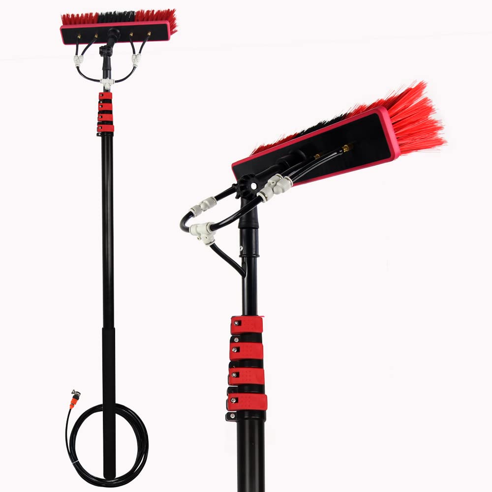N-brand Professional Window Cleaning Kit - 36FT Telescoping Water Fed Pole with Extended Handle & Hose for High Windows - Perfect for Home, Office, and Commercial Building Exterior Cleaning