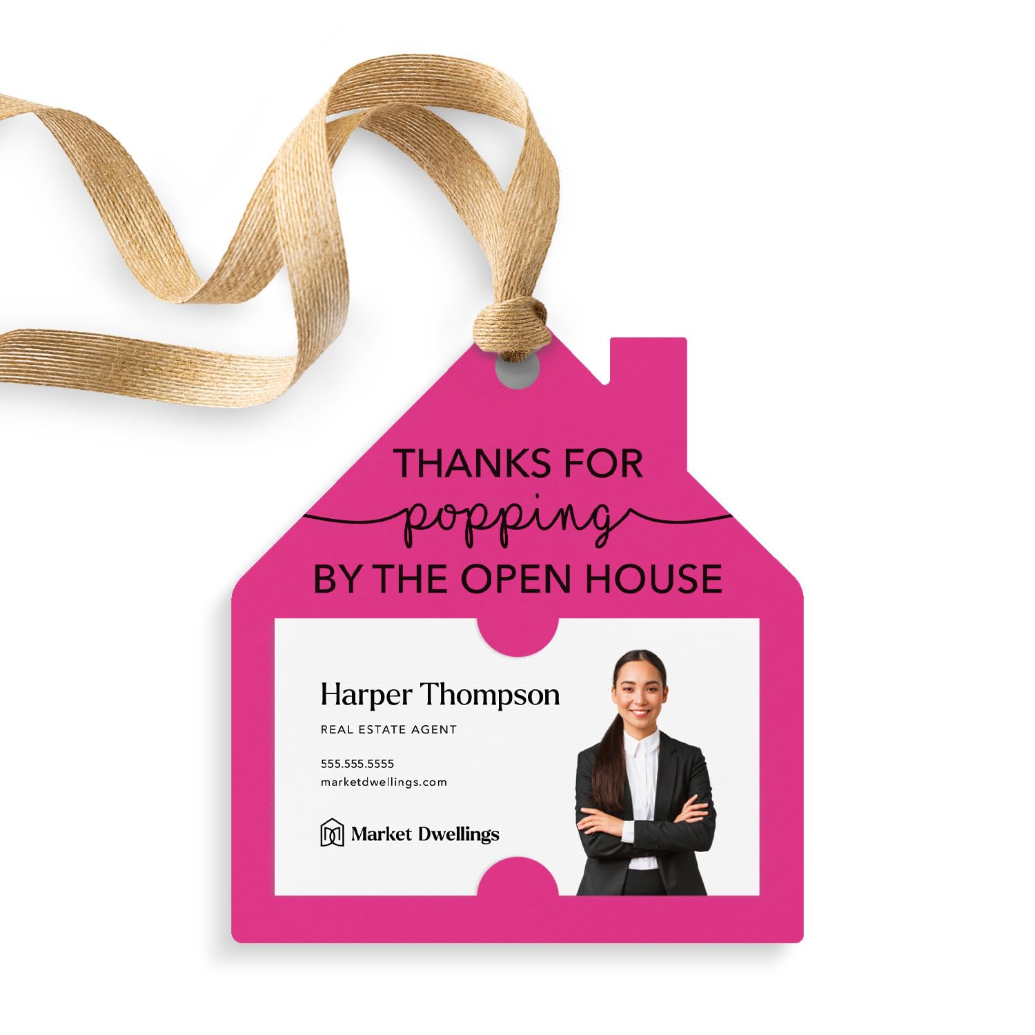 House Shaped Pop By Gift Tag - 26-GT004 | Open House Party Favors, Real Estate Agent Appreciation Gifts, New Home Celebration Thank You Cards