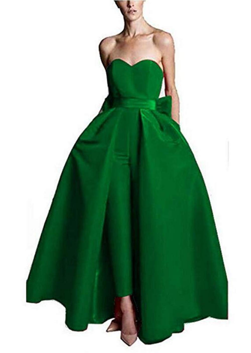 Emanni Women's Strapless Jumpsuit with Detachable Skirt - Green Size 12 | Elegant One-Piece Romper for Weddings, Parties & Summer Outfits