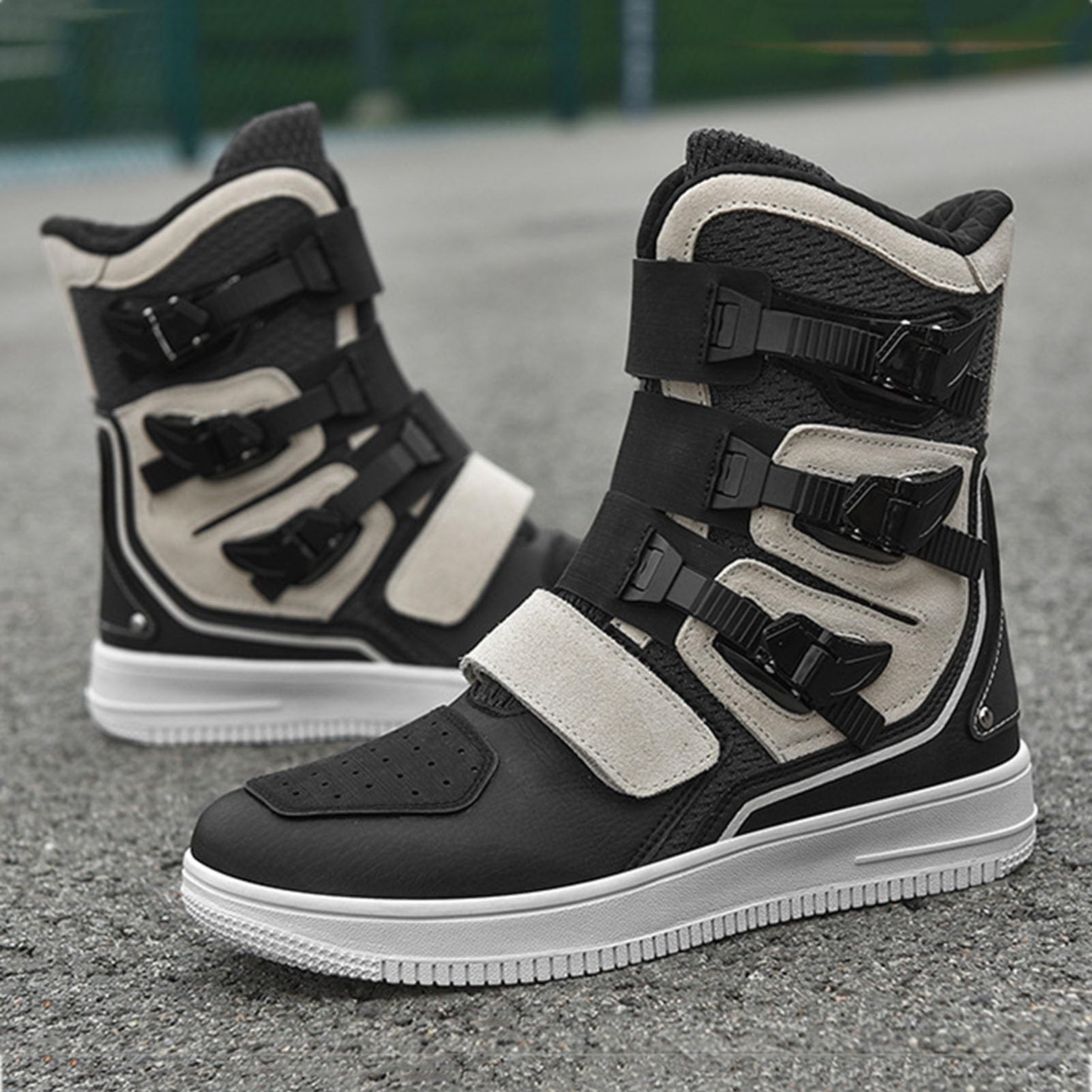 Unisex High Top Motorcycle Boots - Waterproof Microfiber Leather Dirt Bike Boots for Men & Women - Anti-Slip Motocross Riding Shoes with Ankle Support - Perfect for Off-Road Adventures & Biker Gifts (Gray, Size 8.5)