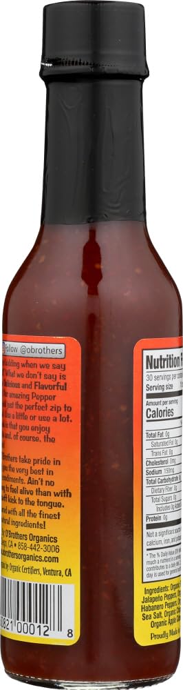 O BROTHERS Organic Chipotle Habanero Hot Sauce - 5 Oz Bottle | Gluten-Free, Vegan & Non-GMO | Perfect for Tacos, Wings & Grilling