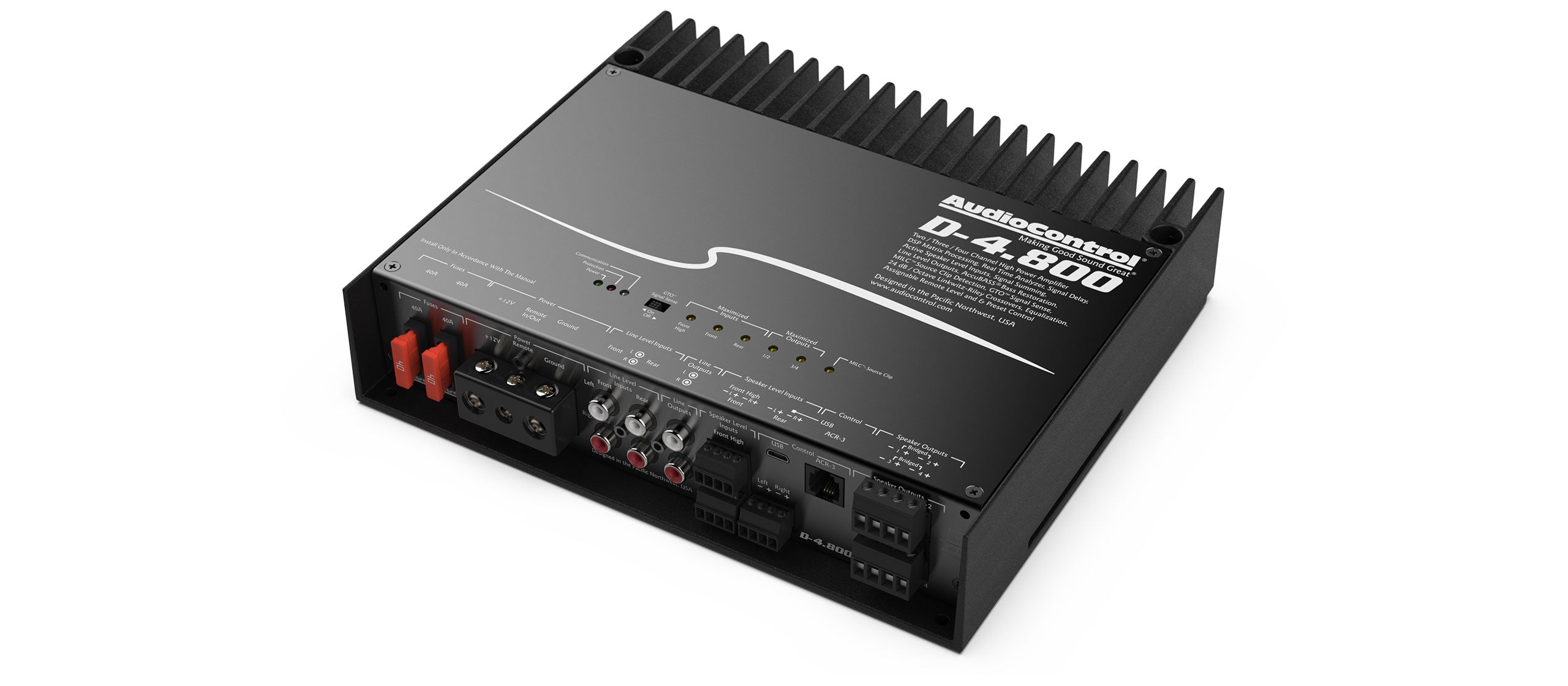 Audiocontrol D 4.800 High Power 4 Channel DSP Matrix Amplifier with Accubass® - Premium Car Audio System for Enhanced Sound Quality in Vehicles