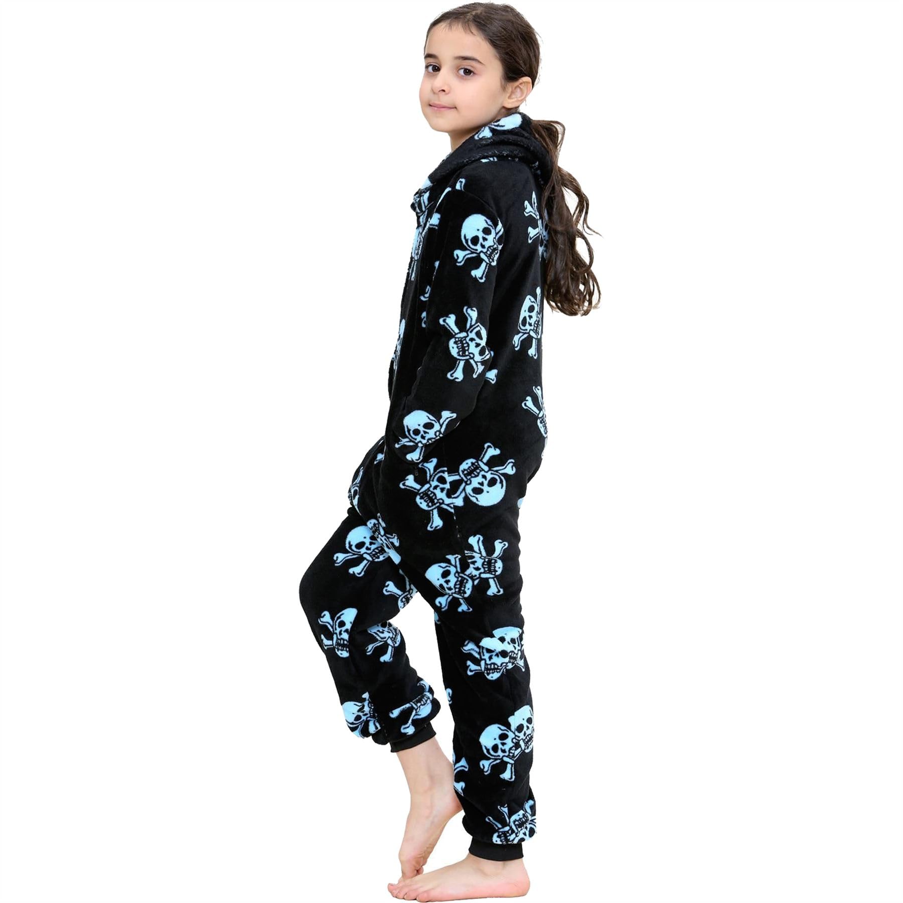 **A2Z 4 Kids Fun Halloween Skull & Bones Print Onesie - Black & Multi Color Pajama Sets for Boys & Girls (2-13 Years) - Cozy Sleepwear for Trick-or-Treating & Halloween Parties**