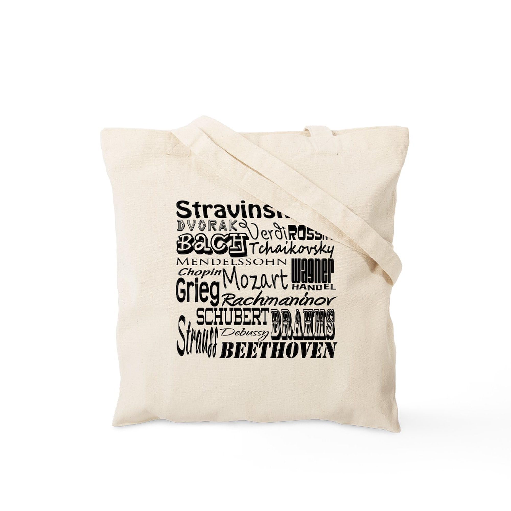 Classical Composers Tote Bag - Eco-Friendly Natural Canvas Reusable Shopping Bag for Music Lovers | Perfect for Groceries, Books & Daily Use