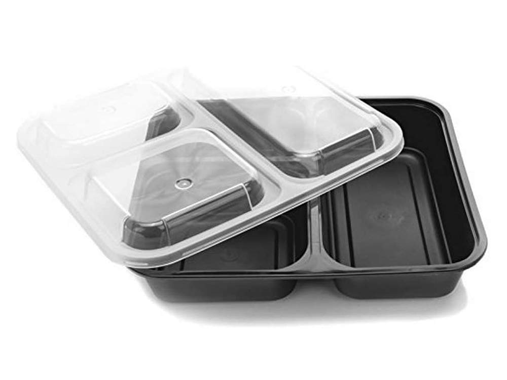 Life Fit Meal Prep Containers - 10 Pack BPA-Free 3 Compartment Food Storage with Portion Control for Healthy Lunches, Dinners & Snacks | Microwave & Dishwasher Safe | Perfect for Meal Prepping, Office Lunch & Weight Loss Diet