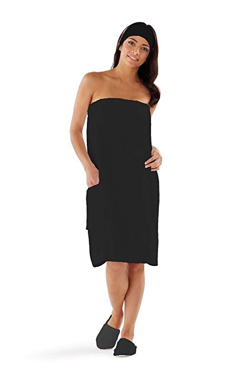 Boca Terry Velour Body Wrap for Women - Soft & Luxurious Spa Robe - Perfect for Relaxation, Post-Shower, and Lounging at Home