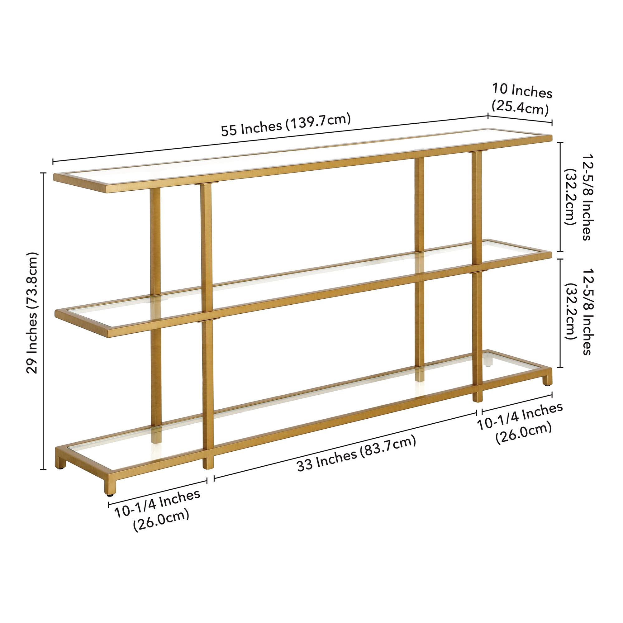 55'' Wide Rectangular Brass Console Table - Modern Entryway Table for Hallway, Living Room & Office Decor | Greenwich Home Furnishings