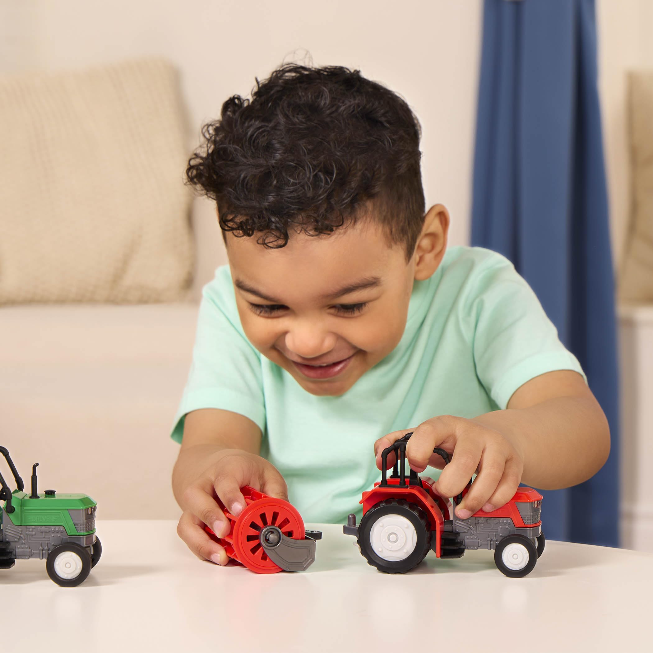 Realistic Farm Tractor Toy with Detachable Rotary Hoe & Engine Sounds - Light-Up Headlights & Interactive Features - Educational Vehicle Toys for 3+ Year Old Kids - Batteries Included - Perfect for Pretend Play, Farm-Themed Learning & Outdoor Adventures