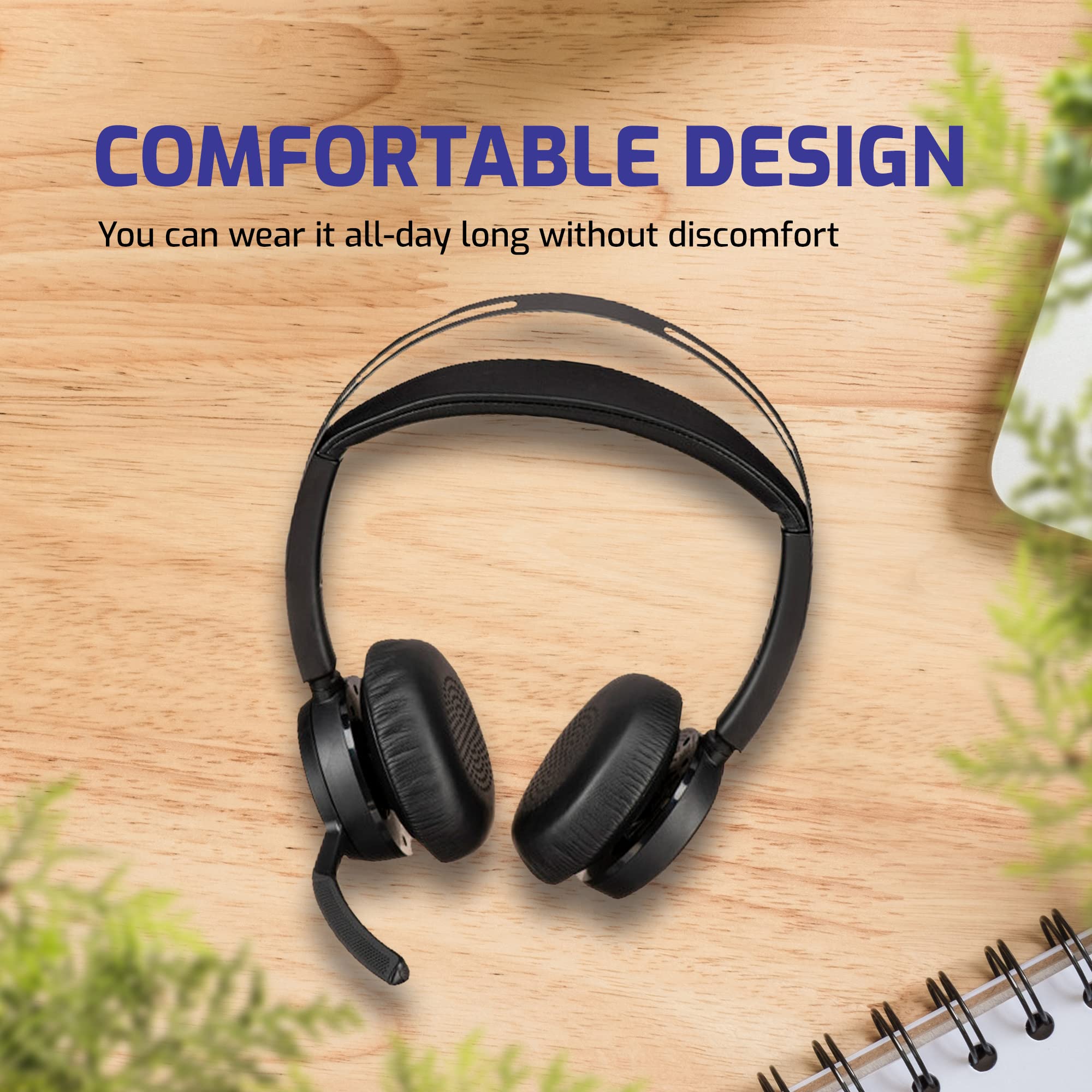 GTW Poly Voyager Focus 2 UC Wireless Bluetooth Headset with Charging Stand | Noise-Canceling Stereo Headphones for Office & Remote Work | Compatible with Teams, Zoom, RingCentral, 8x8, Vonage | USB-A Connectivity for PC, Mac & Smartphones | Includes Bonus Microfiber Cloth | Perfect for Video Conferencing, Call Centers & Home Office Use