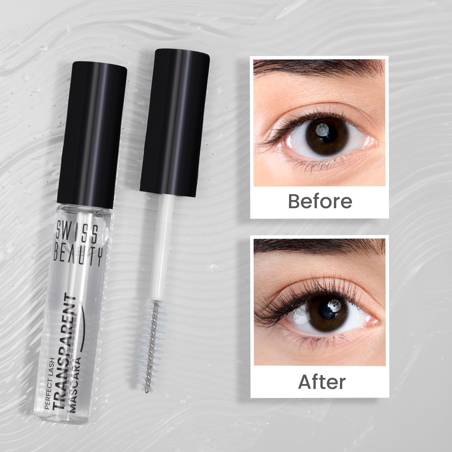 Swiss Beauty Perfect Lash Transparent Volumizing Mascara - Lightweight Non-Sticky Formula with Lash Growth Enhancer (7ml) | Natural Looking Lashes for Everyday Wear & Special Occasions