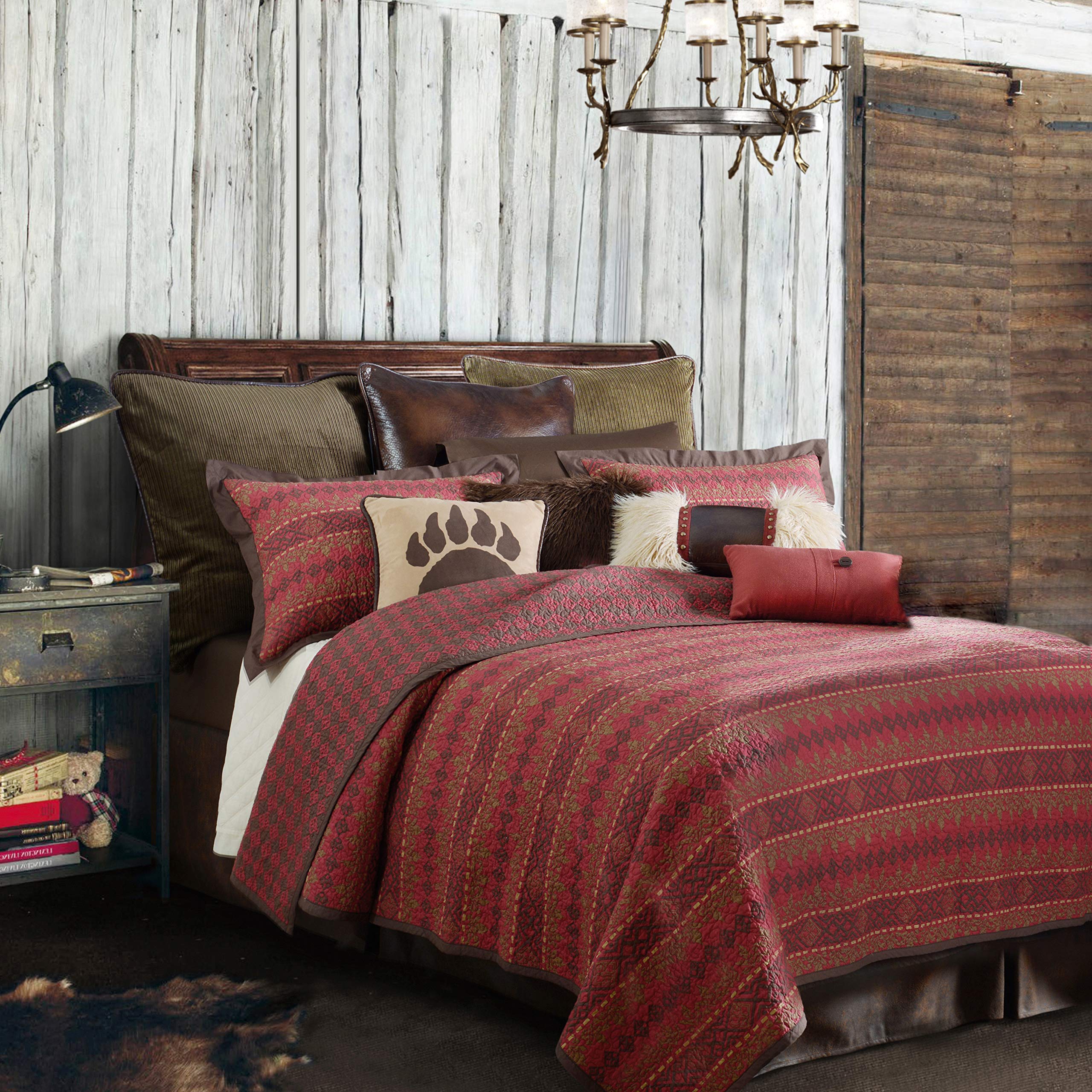 HiEnd Accents Rushmore 3-Piece Quilt Set with Pillow Shams - Super Queen/King Size, 100% Cotton Reversible Luxury Bedding, Southwestern Rustic Style (1 Quilt + 2 Pillowcases) for Cozy Bedroom Decor & Guest Room Makeover